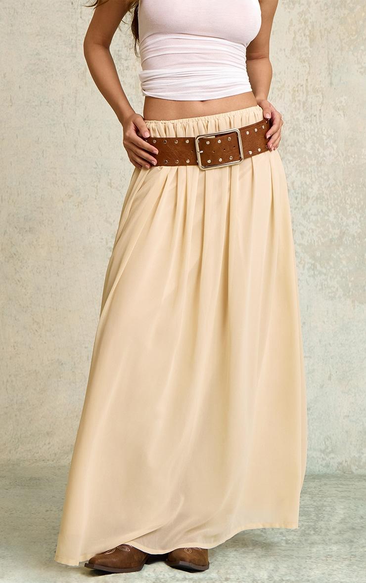 Almond Chiffon Floaty Maxi Skirt Product Image