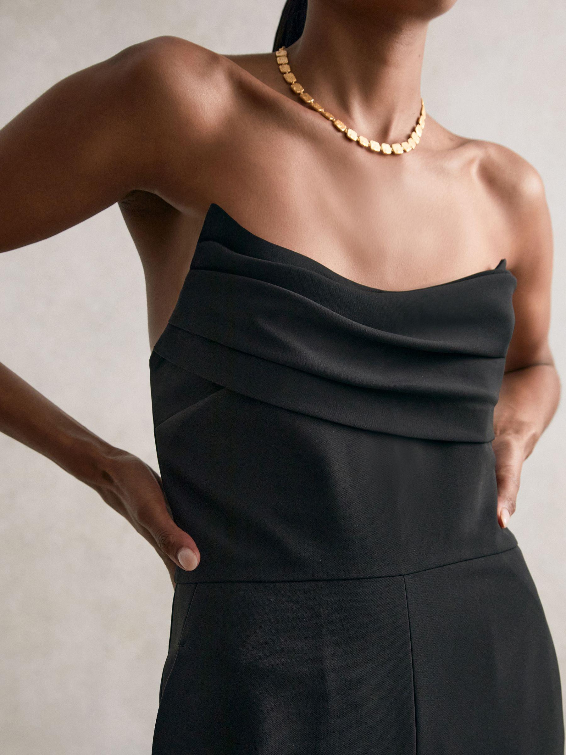 Structured Strapless Wide-Leg Jumpsuit in Black Product Image