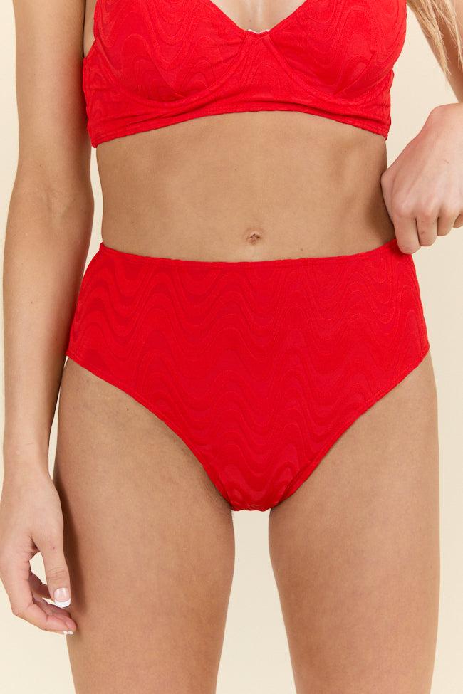 Lake Day Red Textured Bikini Bottoms FINAL SALE Product Image