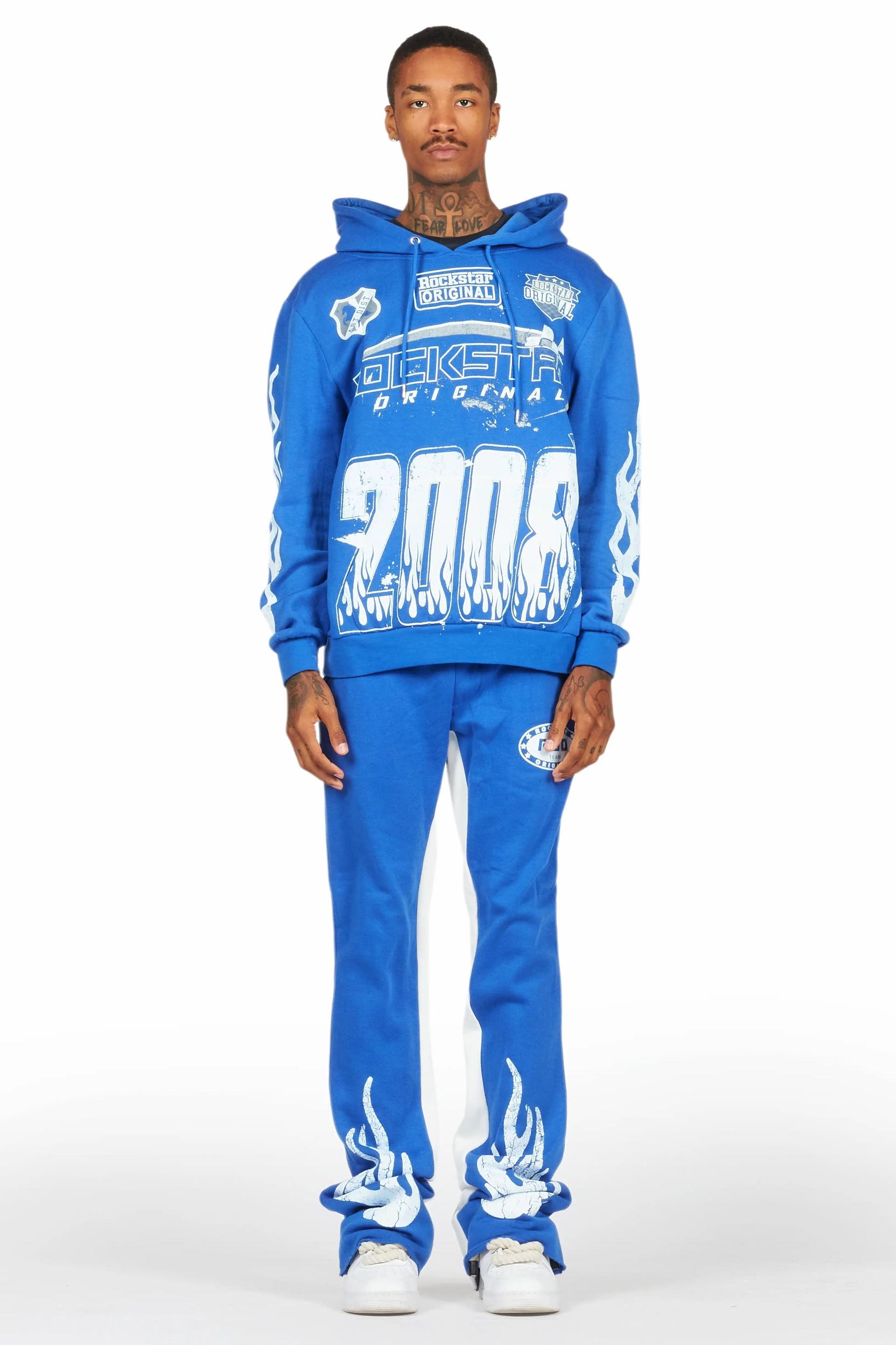 Amos Royal Blue Hoodie/Baggy Track Pant Set Male Product Image