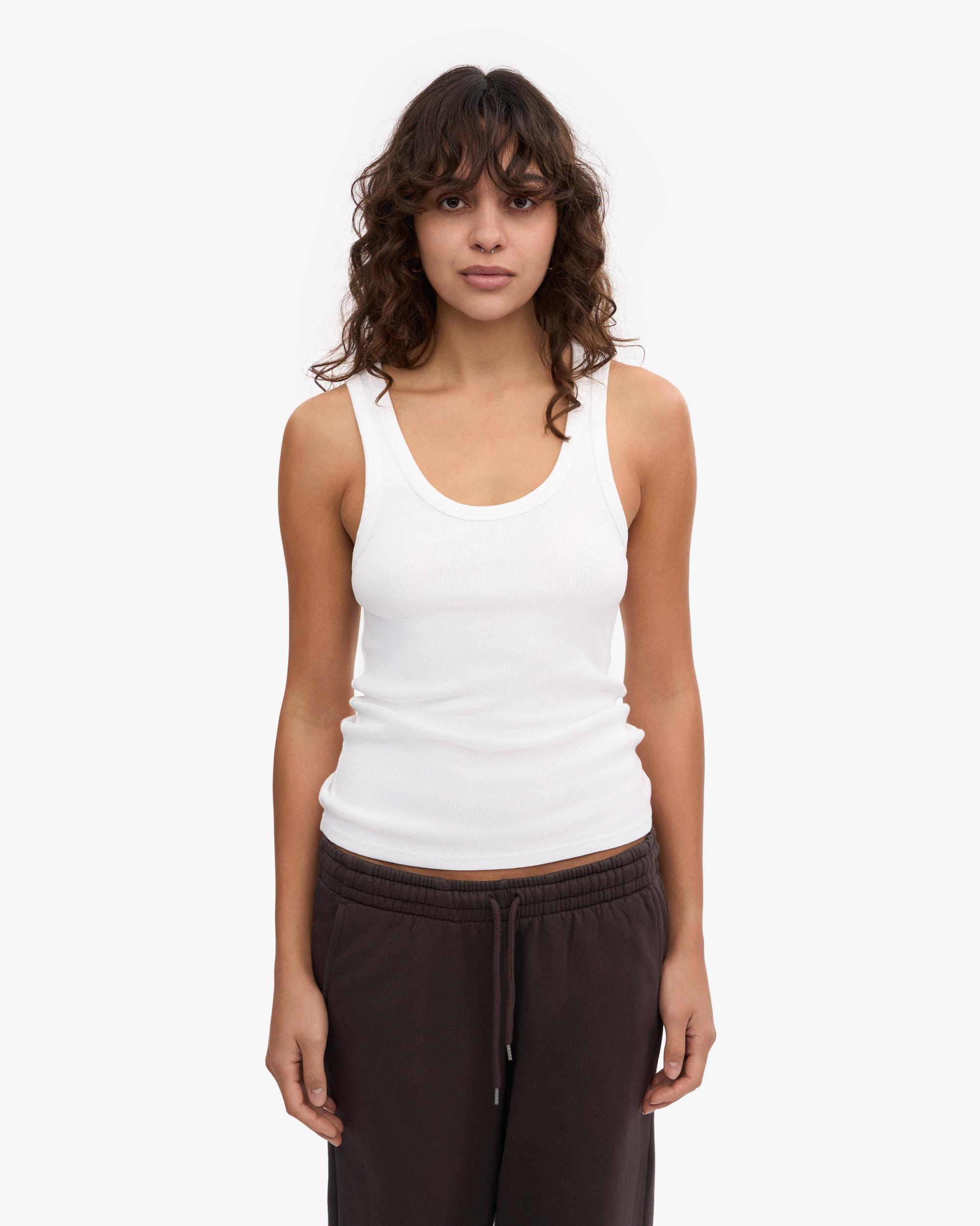 Women Organic Rib Tank Top - Optical White Product Image