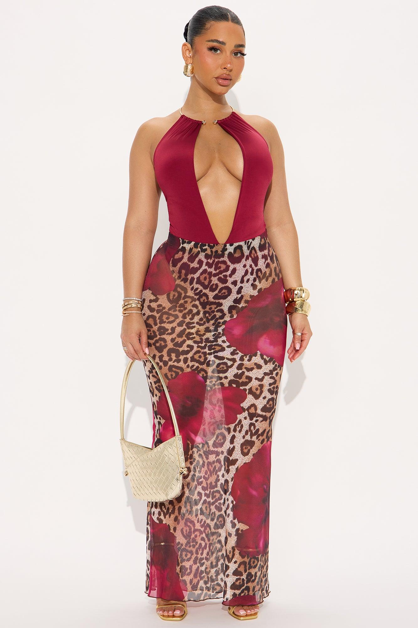 Crowd Pleaser Deep V-Neck Bodysuit - Burgundy Product Image