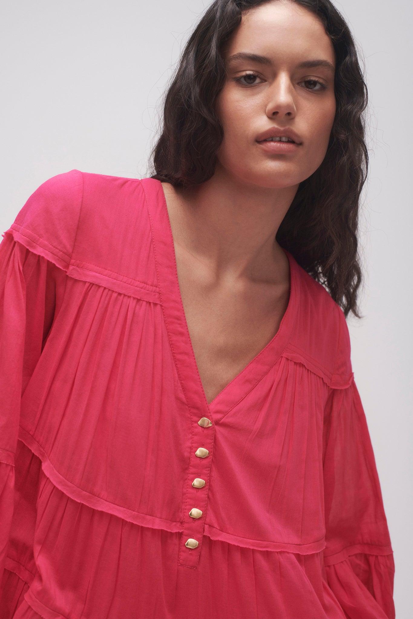 Sally Tiered Plunge Midi Dress Product Image