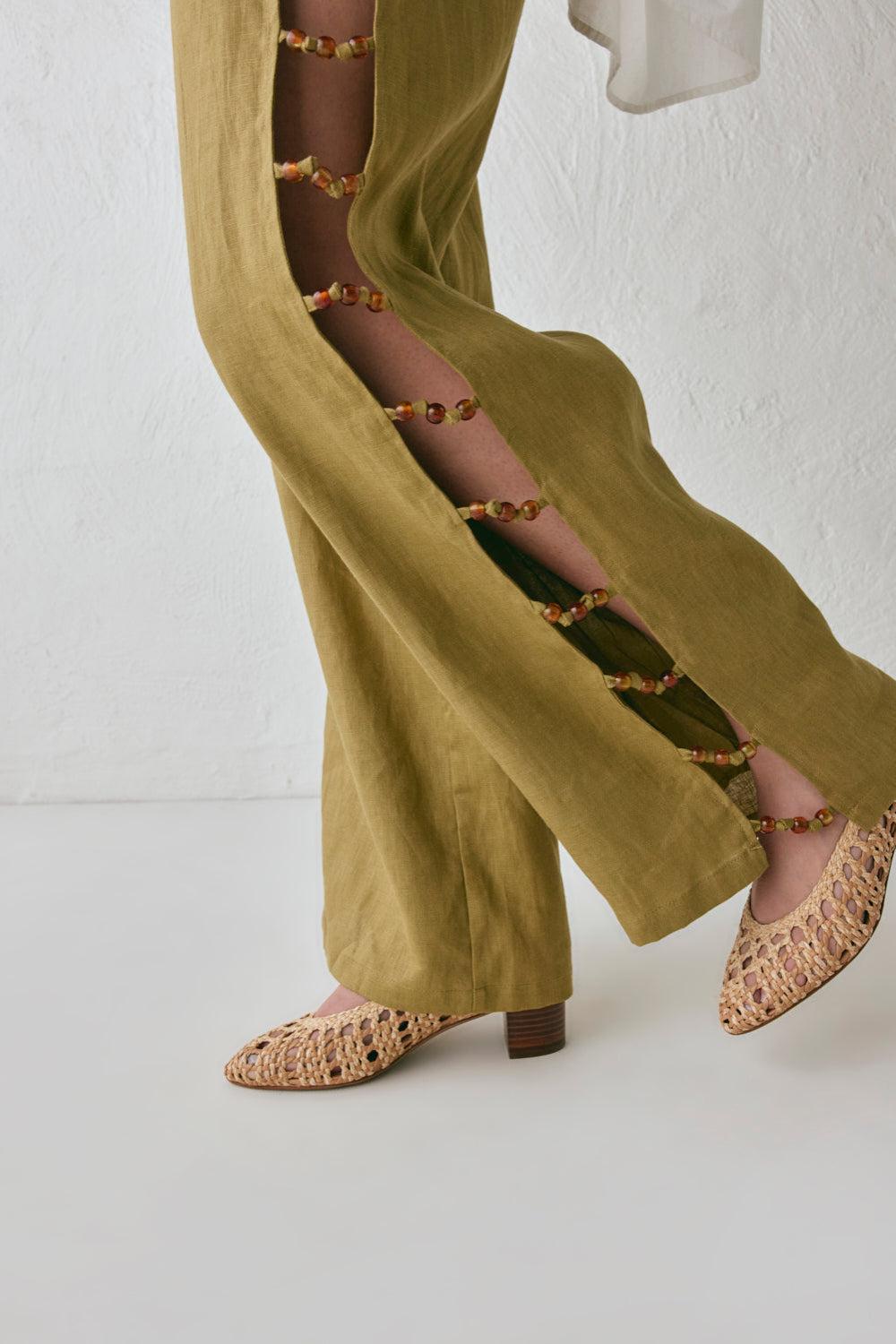 Tia Linen Pants Olive Product Image