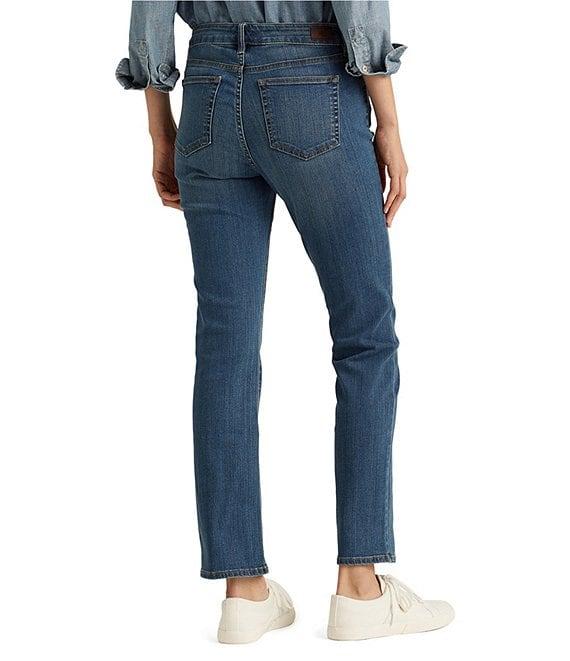 Lauren Ralph Lauren Petite Size Mid Rise Straight Leg Jeans Product Image