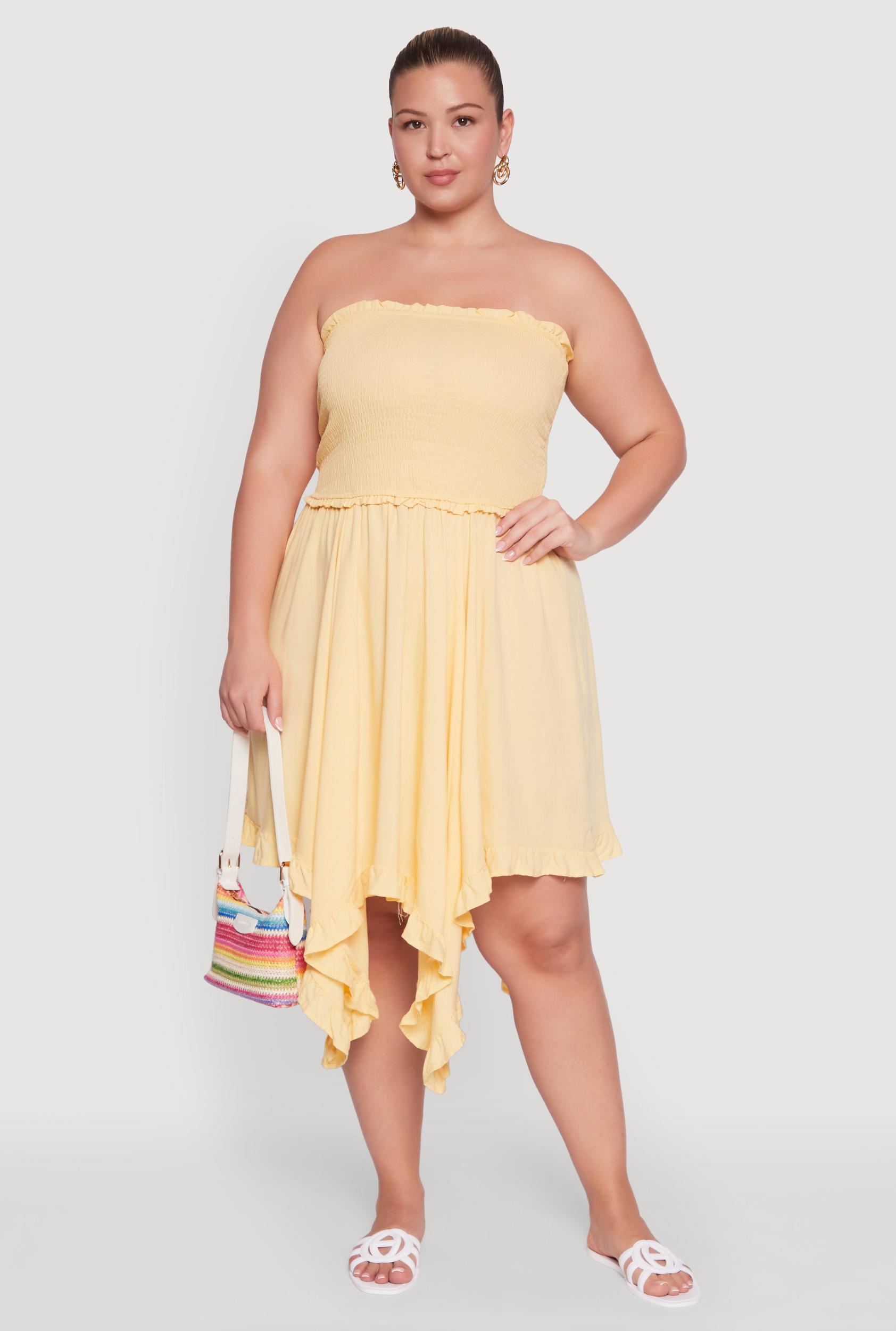 Womens Plus Size Smocked Handkerchief Hem Tube Dress Product Image