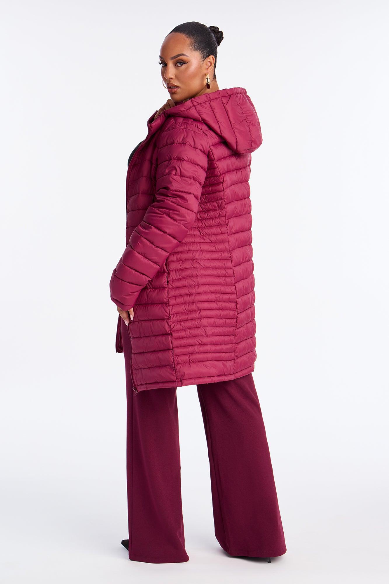 Padded Landing Puffer Coat - Burgundy Female Product Image