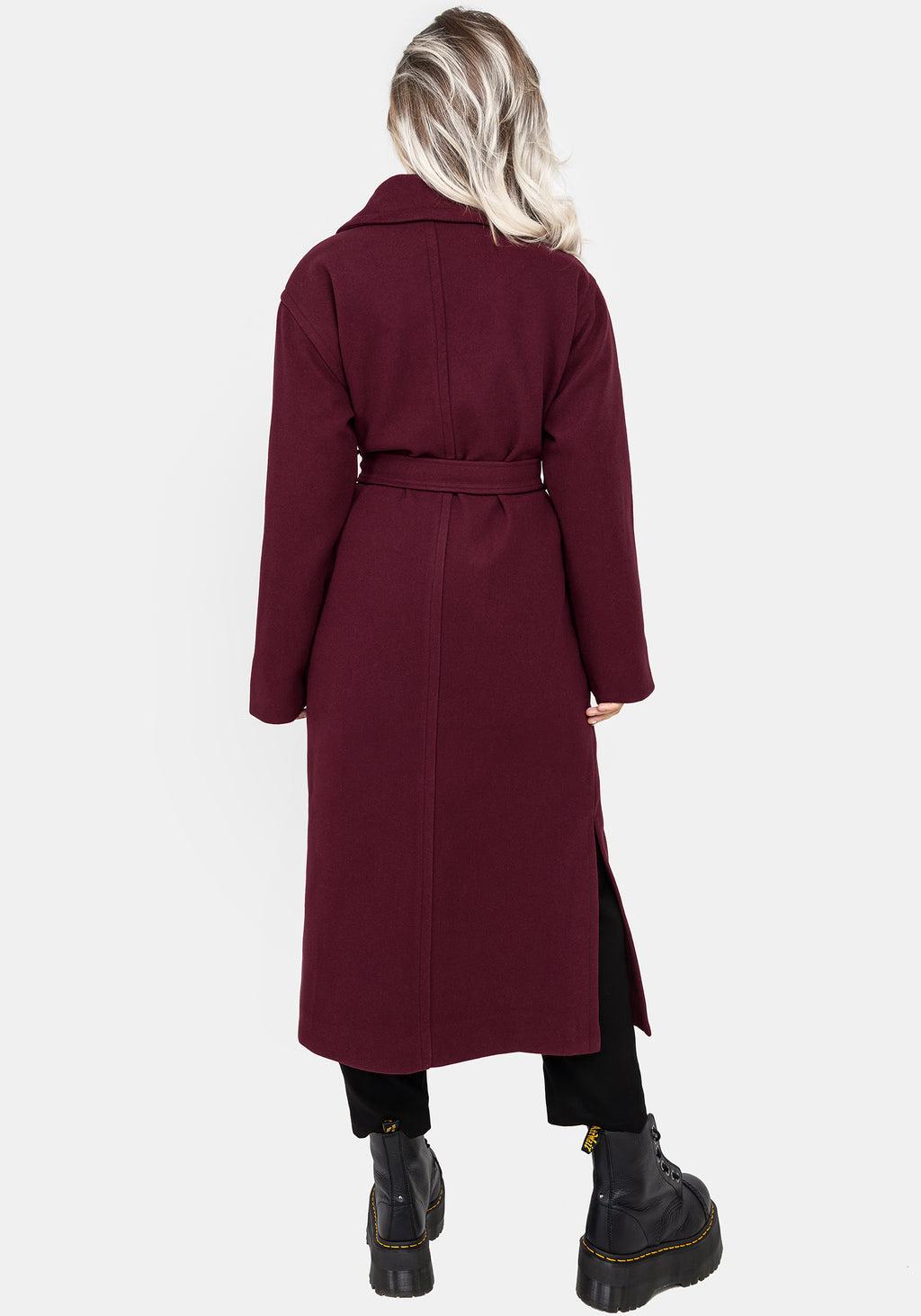 Meltdown Oversized Coat with Brooch - Red Product Image