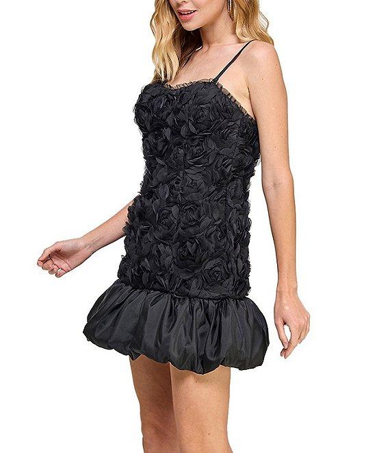 Morgan & Co. Sleeveless Taffeta Dropped Waist Bubble Chiffon Rosetta Short Dress Product Image