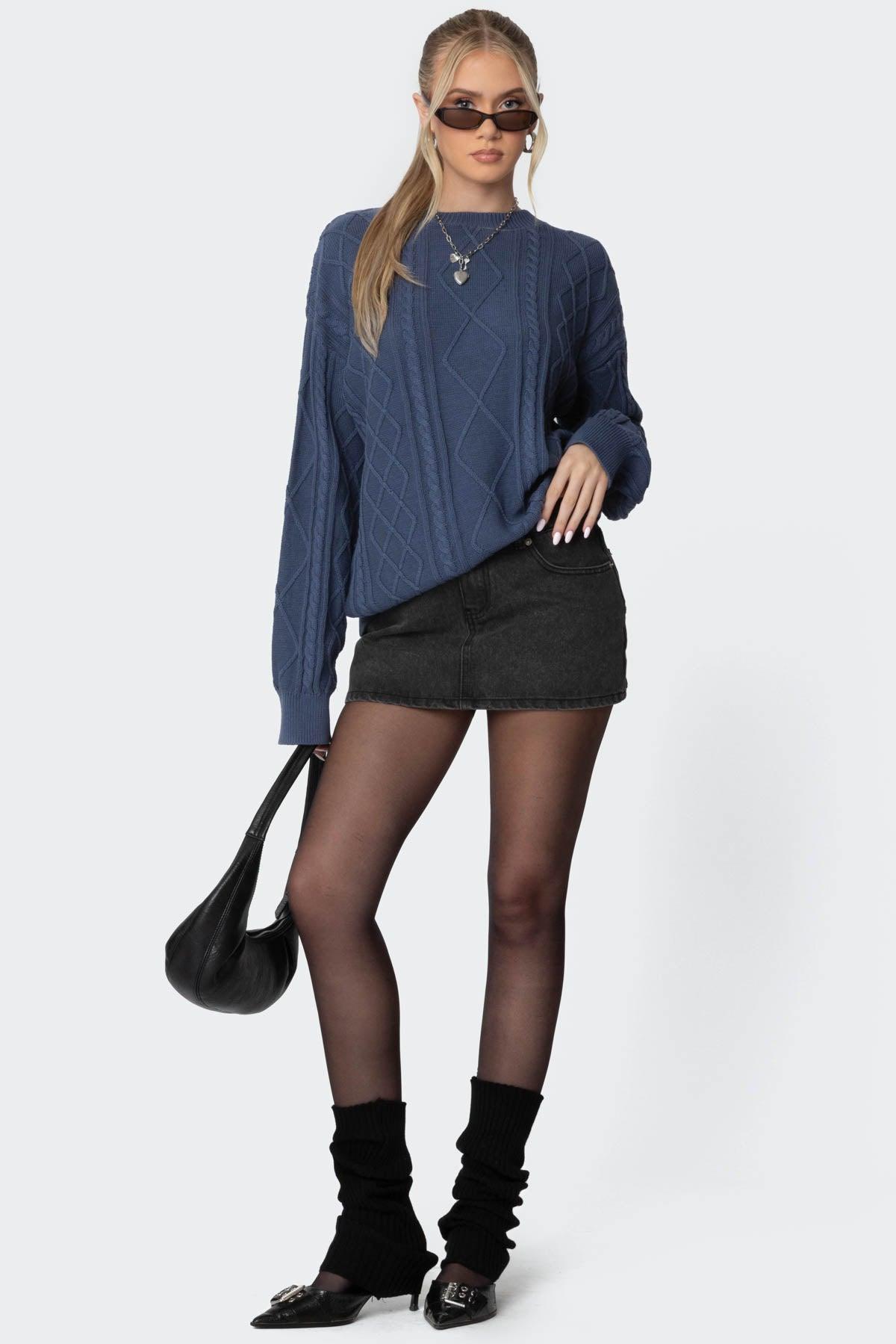 Jessy Cable Knit Oversized Sweater Product Image