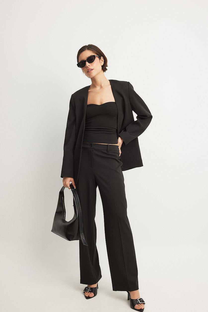 Straight Low Waist Suit Pants Product Image