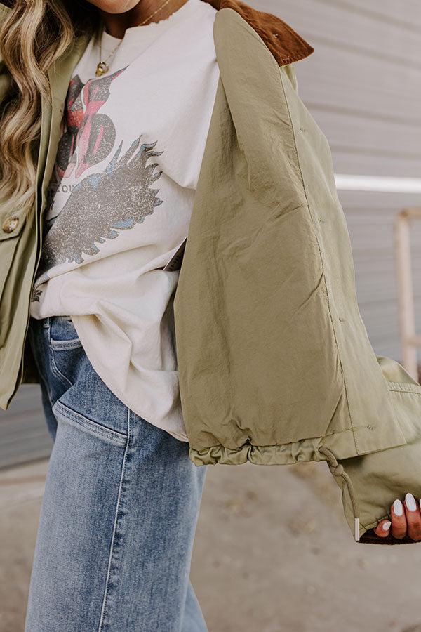 Crisp Mornings Cargo Jacket in Sage Product Image