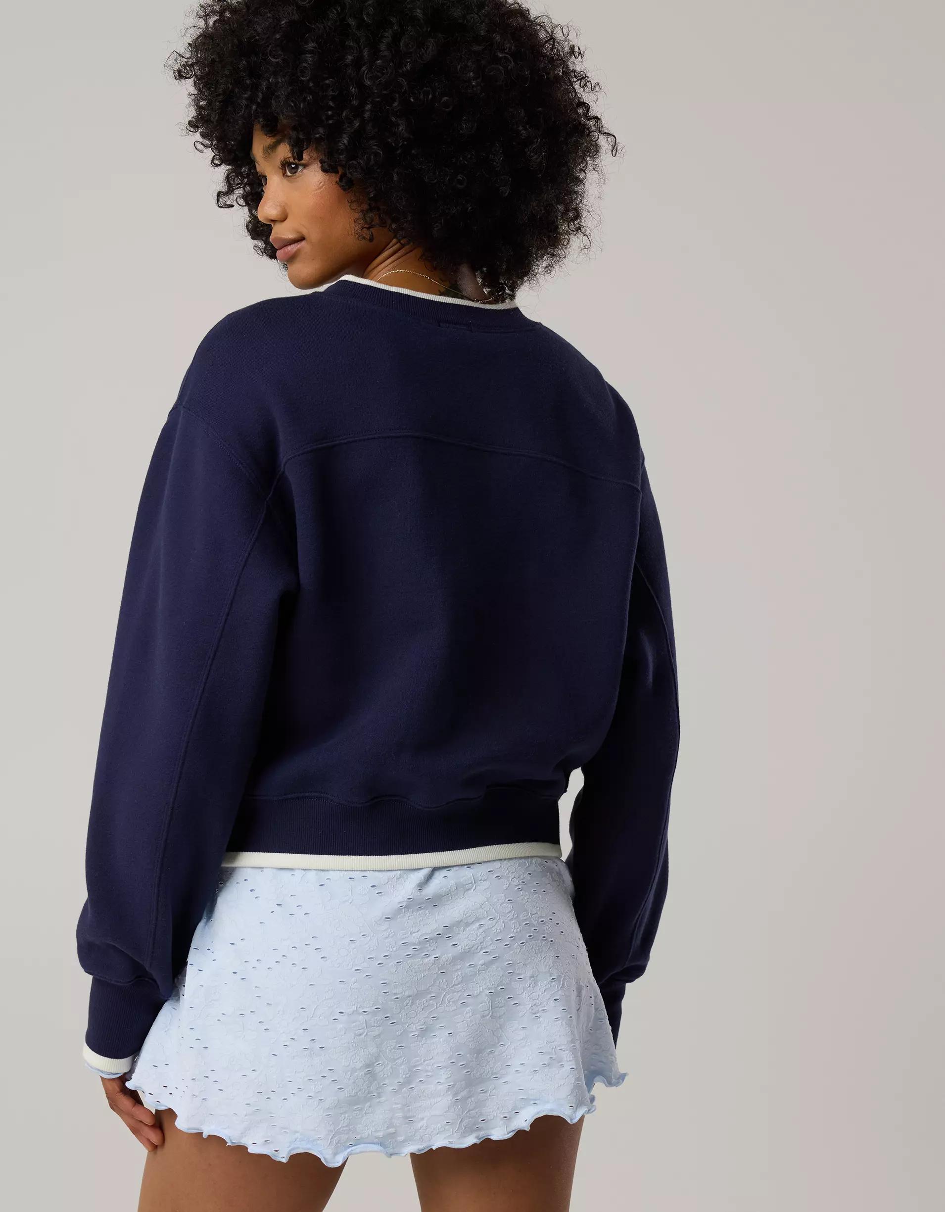 OFFLINE By Aerie Cloud Fleece V-Neck Crew Sweatshirt Product Image