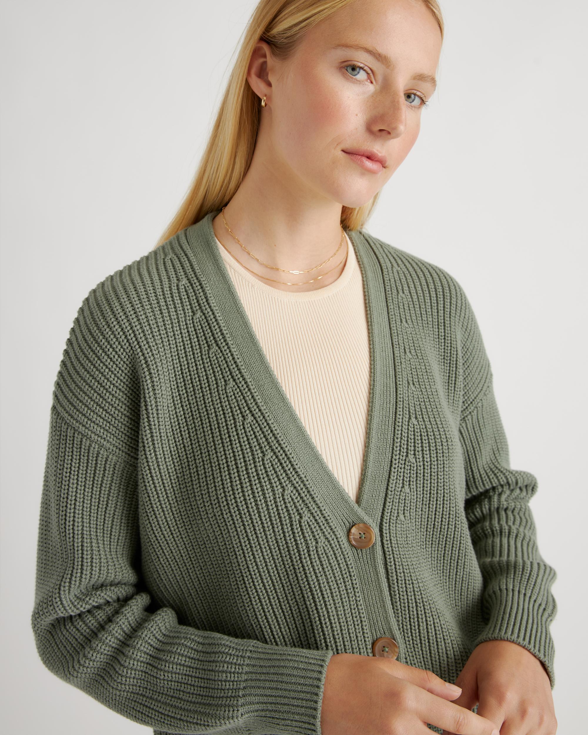 Quince | Women's OverSized Boyfriend Cardigan Sweater Organic Cotton Product Image