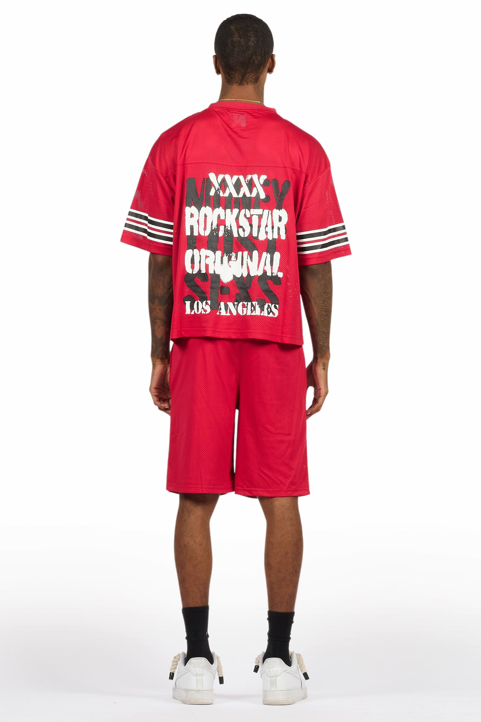 Crown Red Mesh Jersey Short Set Male Product Image