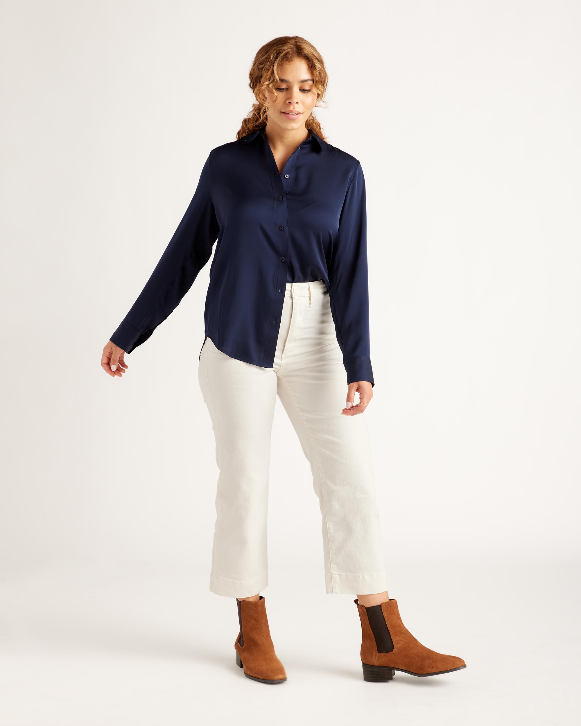 Quince | Women's 100% Washable Silk Stretch Blouse Size XL Product Image