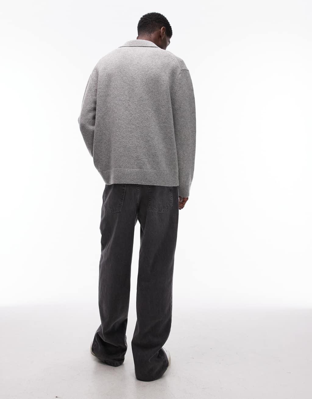 Topman baggy jeans in washed black | ASOS Product Image