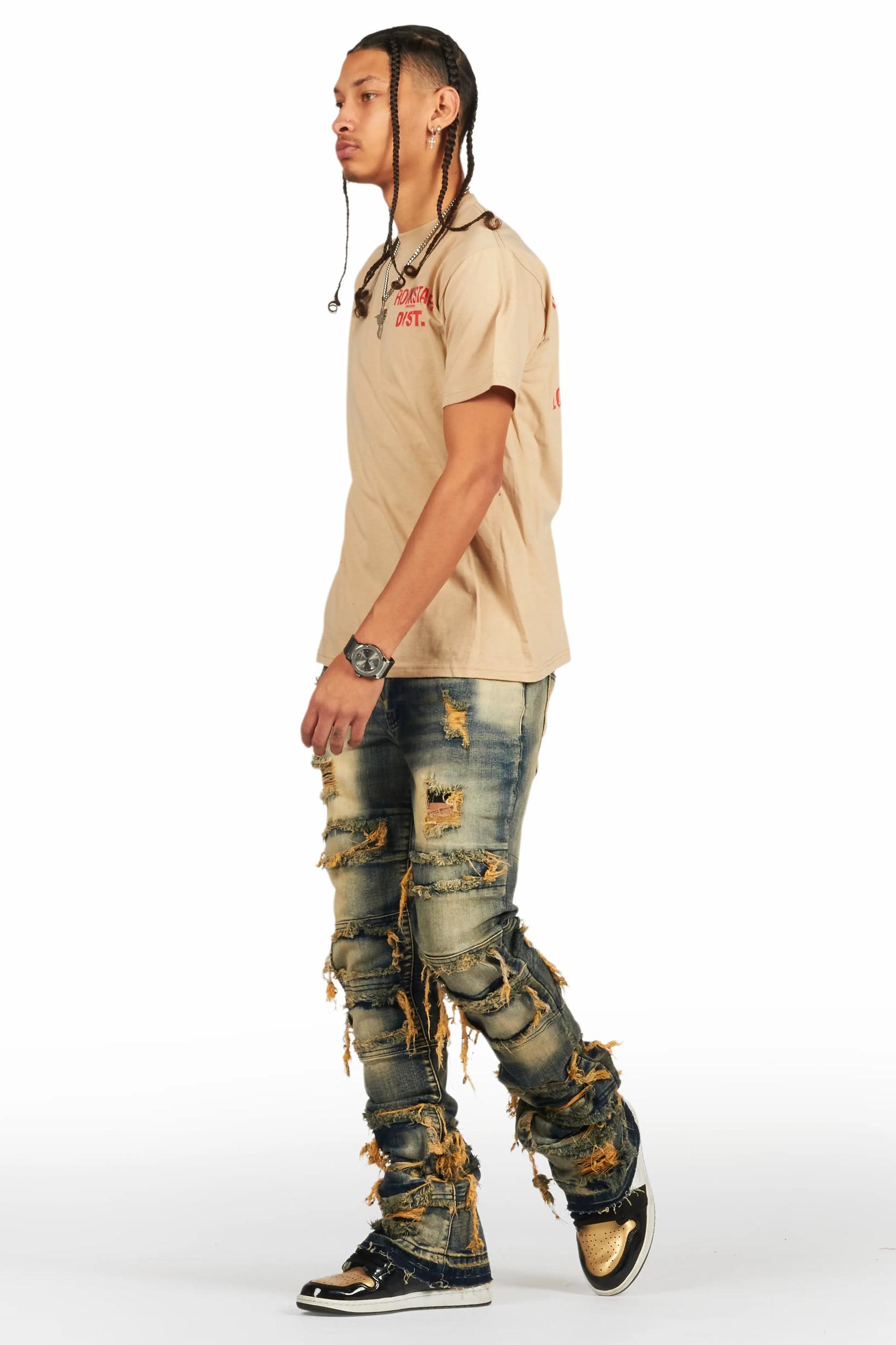 Vasco Tint Dark Wash Blue Stacked Flare Jean Male Product Image