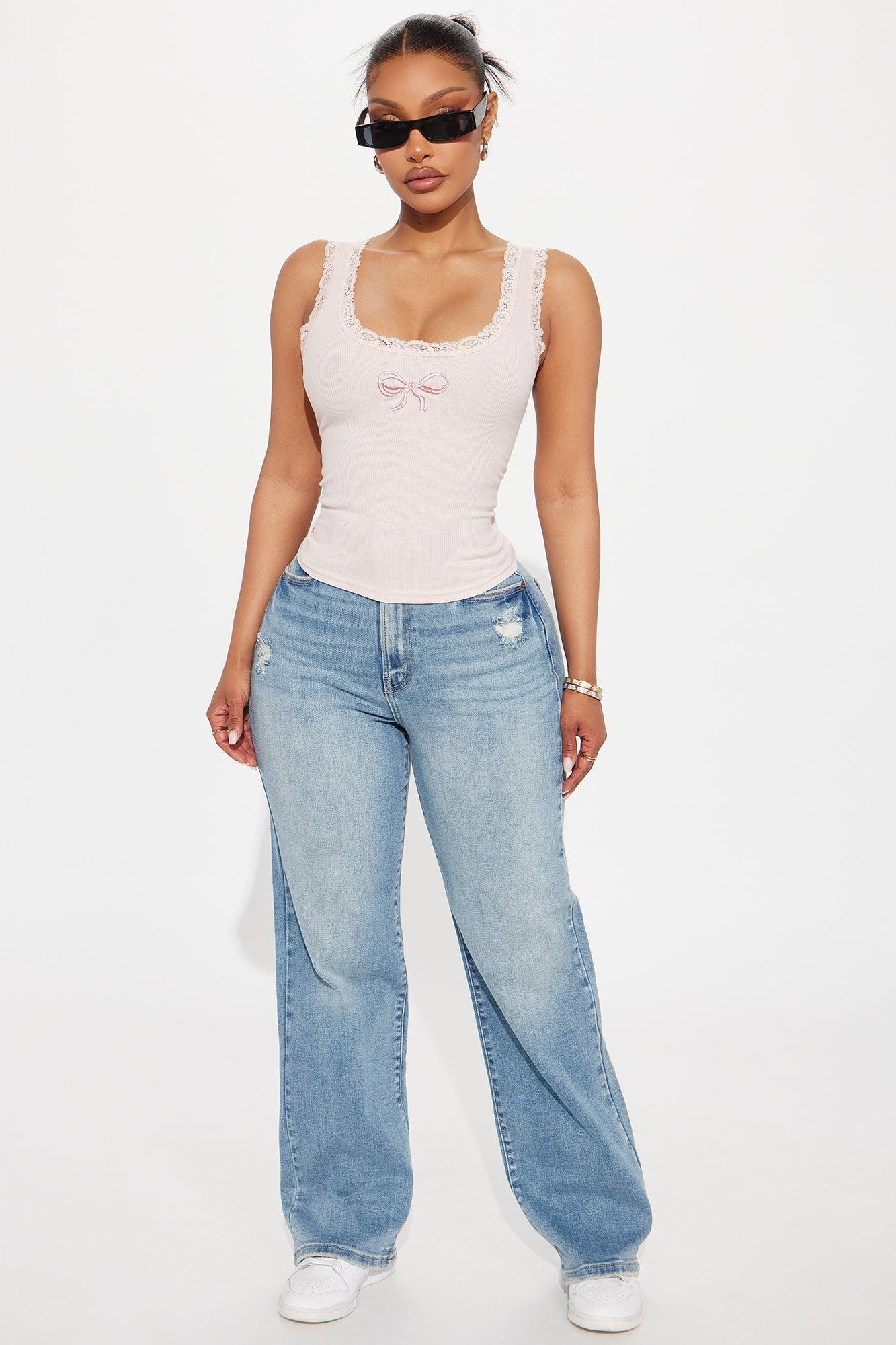 Lil Bow Lace Tank Top - Pink Product Image