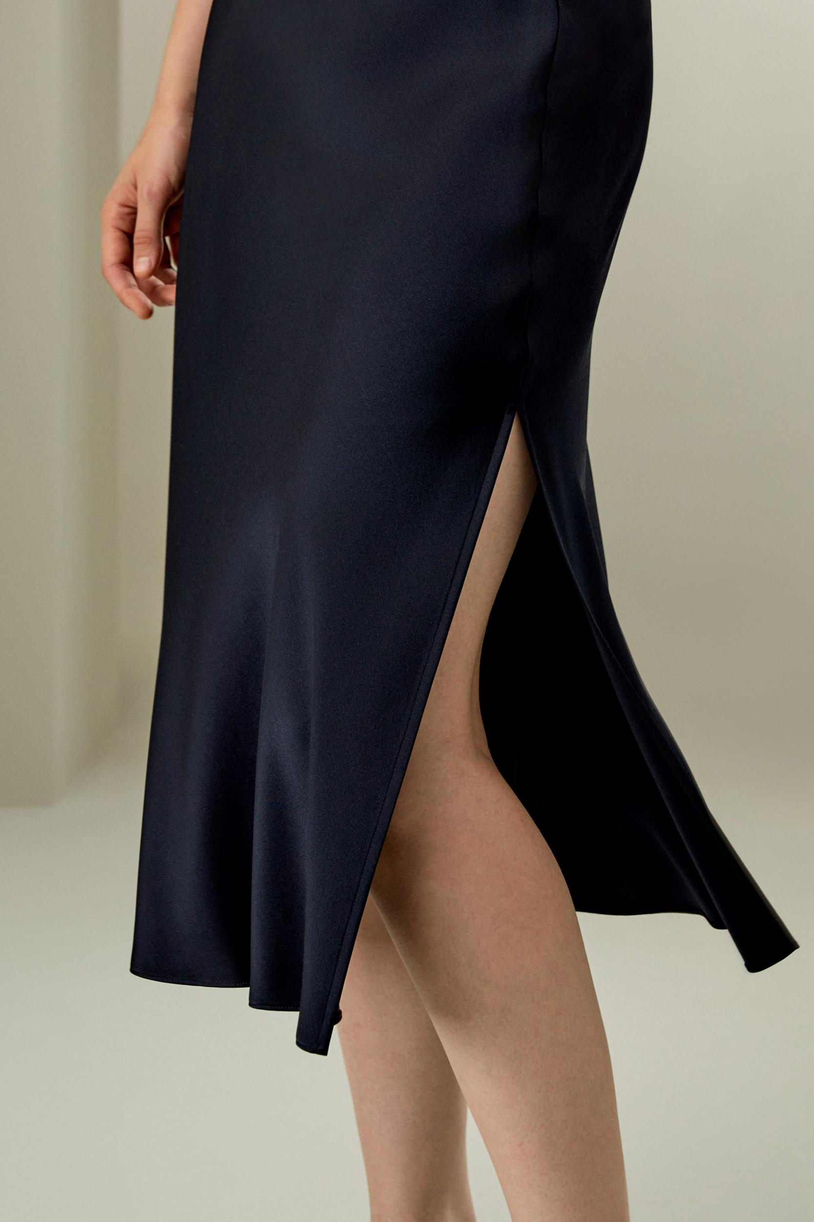 Bias-cut Silk Midi Skirt Product Image