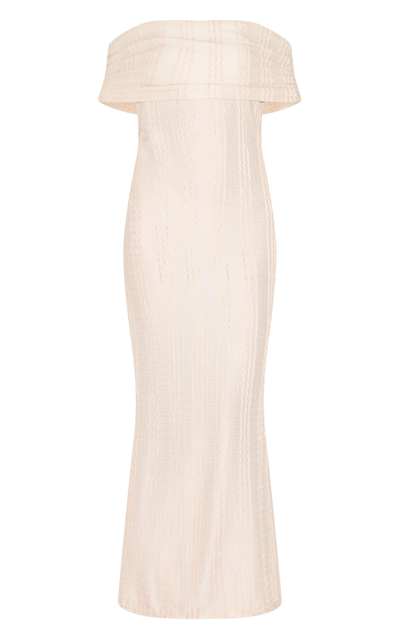 Cream Textured Bardot Maxi Dress Product Image