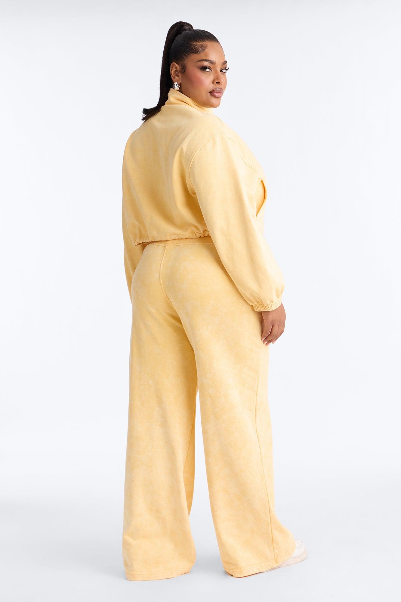 Lizel Washed Wide Leg Pant Set - Yellow Female Product Image
