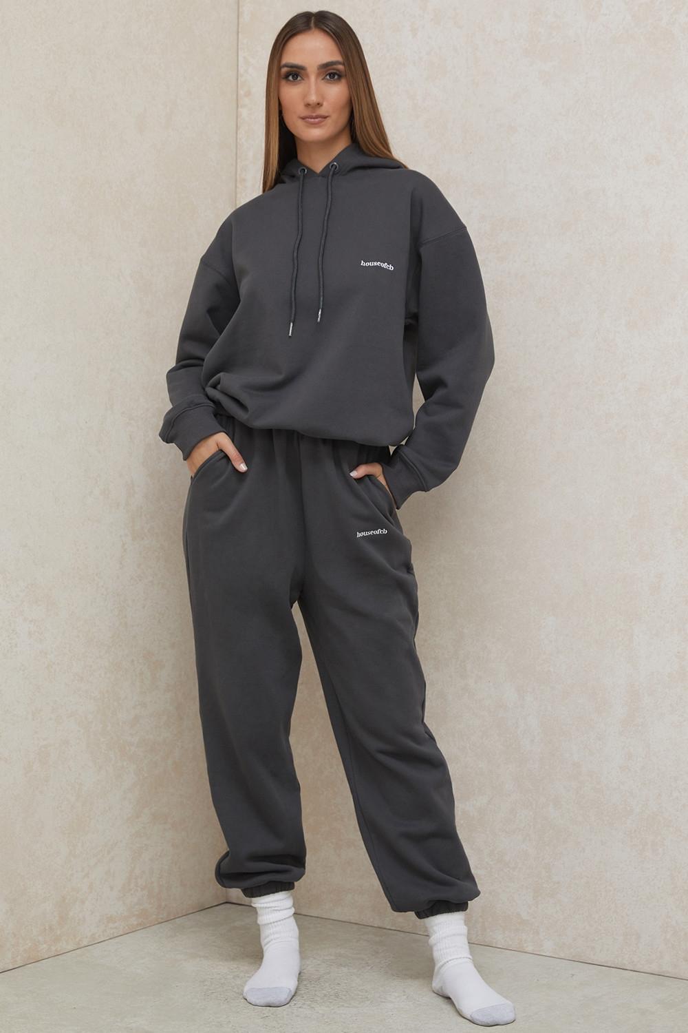 Halo  charcoal cotton fleece-back oversized hoodie Product Image