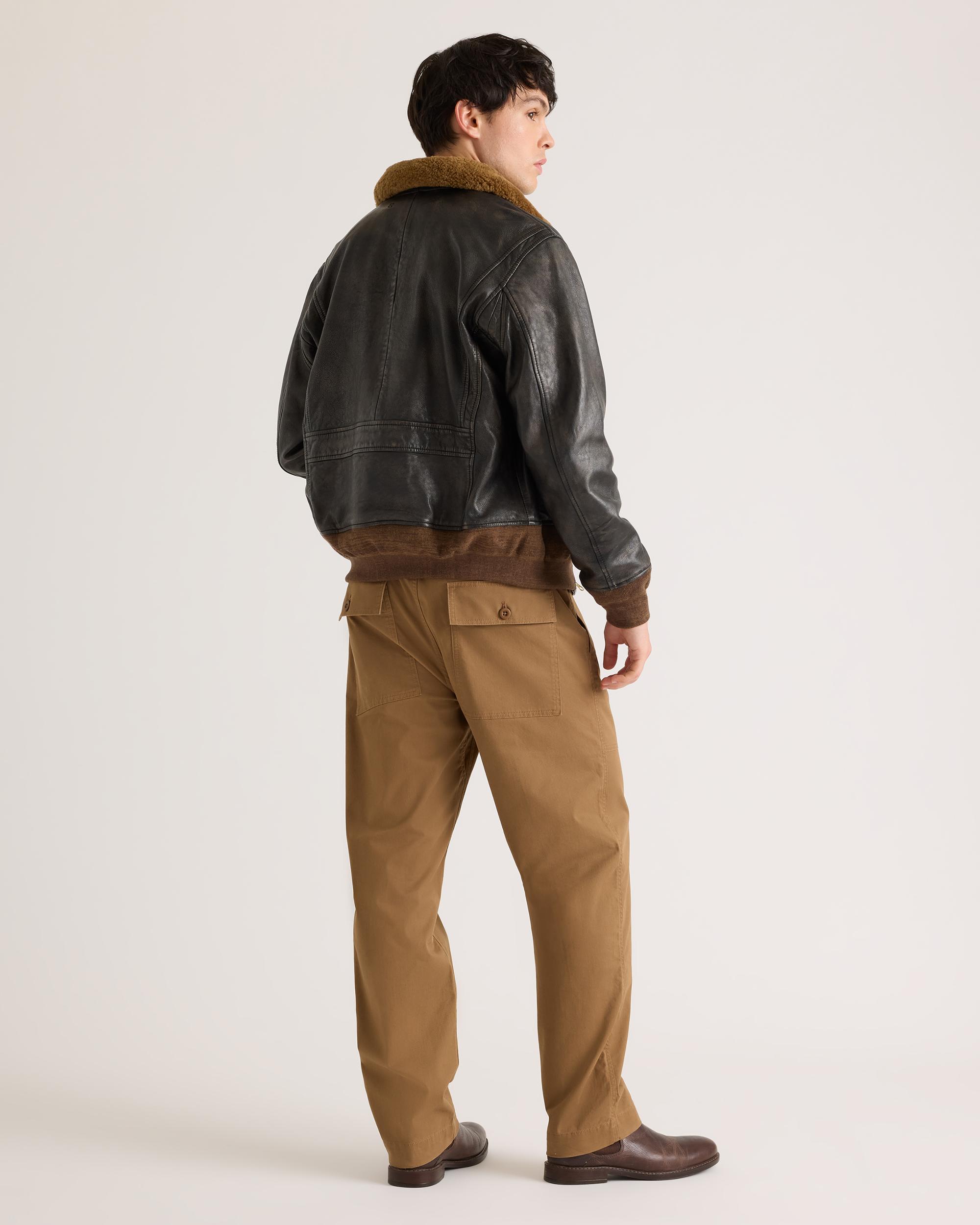 Quince | Men's Shearling Collar Leather Flight Jacket Product Image