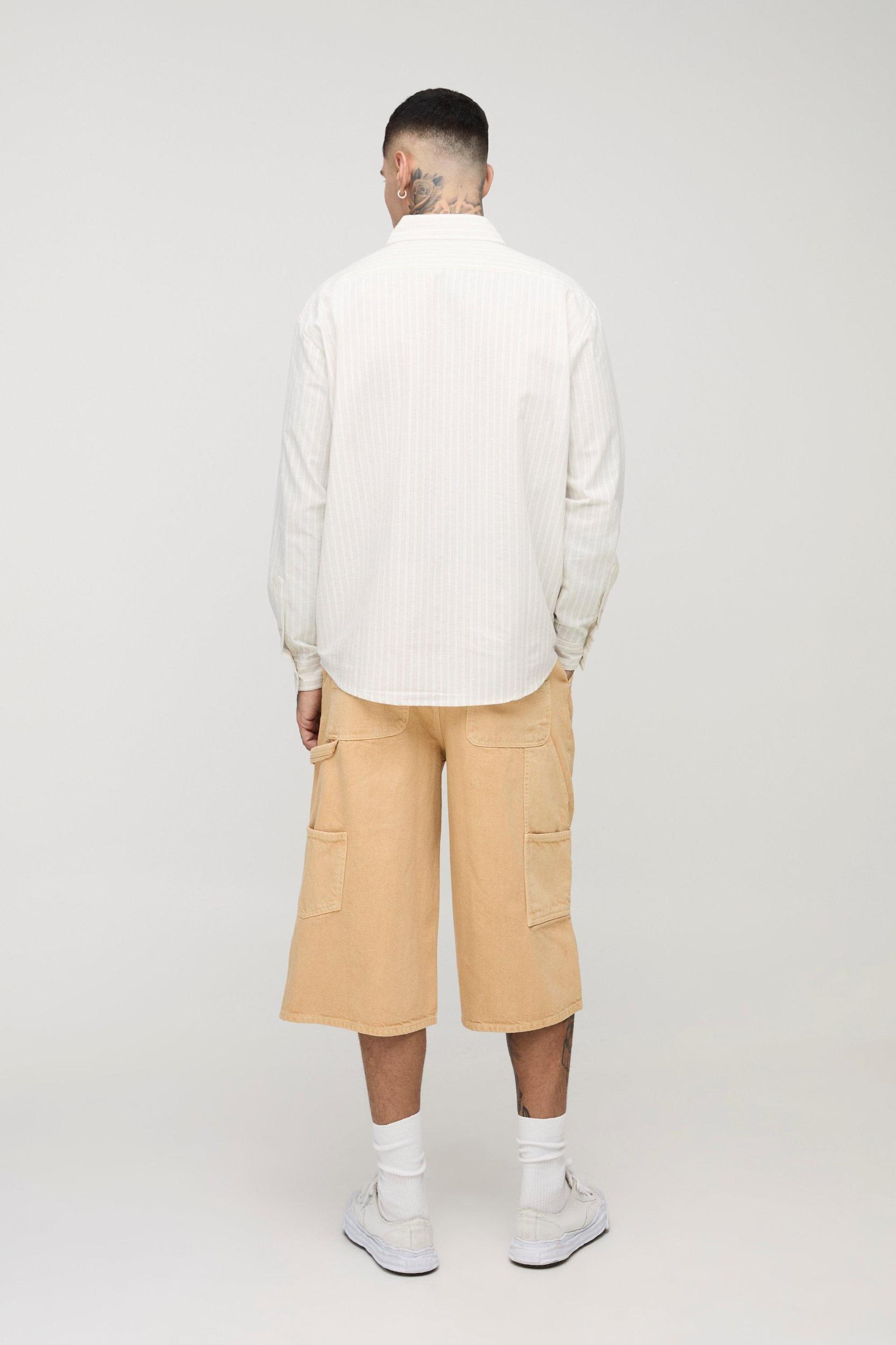 Tall Regular Fit Woven Tab Overdye Carpenter Longline Jorts | boohooMAN USA Product Image