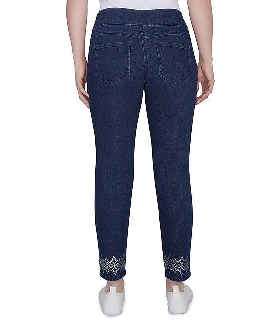 Ruby Rd. Straight Leg Printed Hem Pull-On Ankle Jeans Product Image