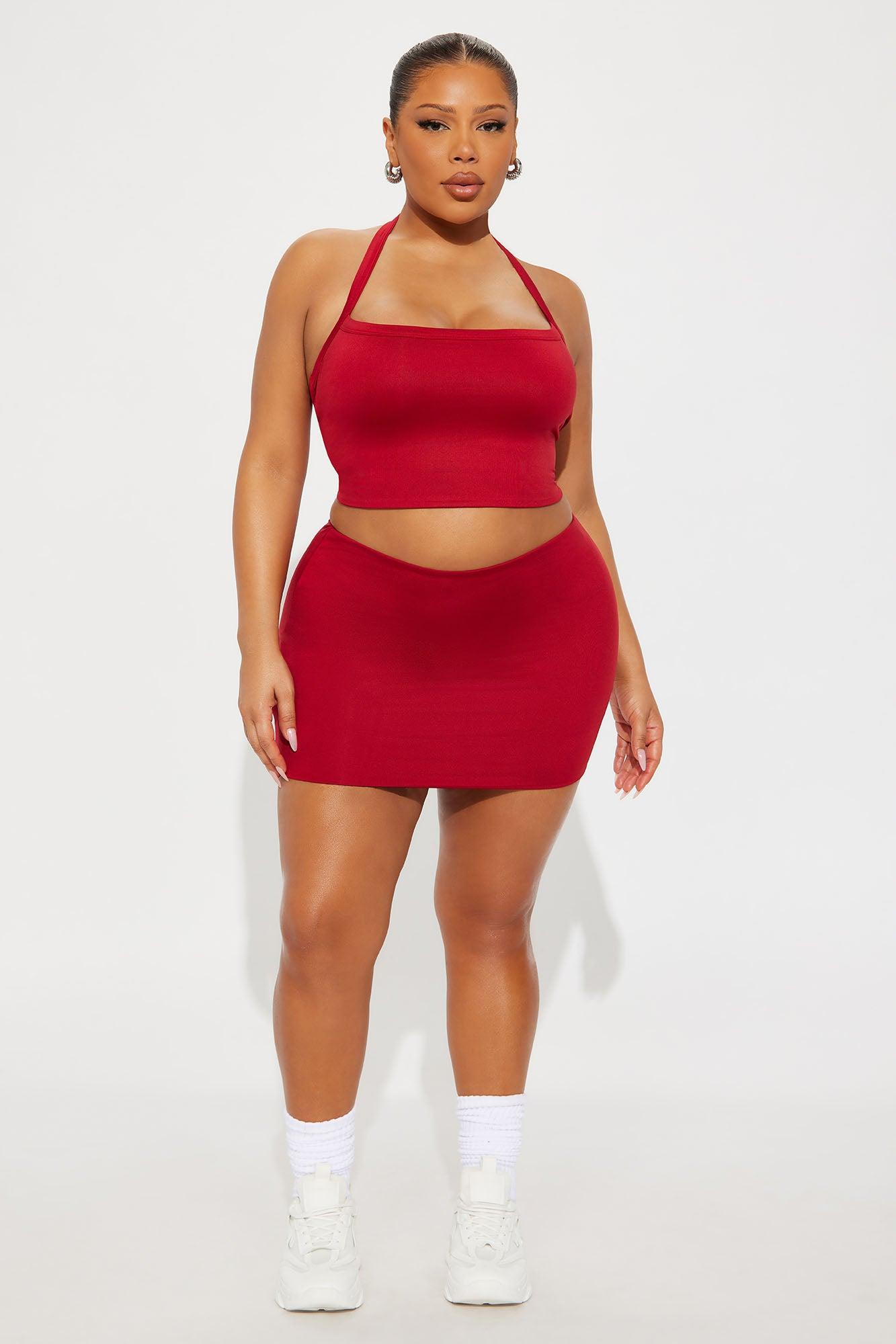 Contour Double Lined Mini Skirt - Red Female Product Image