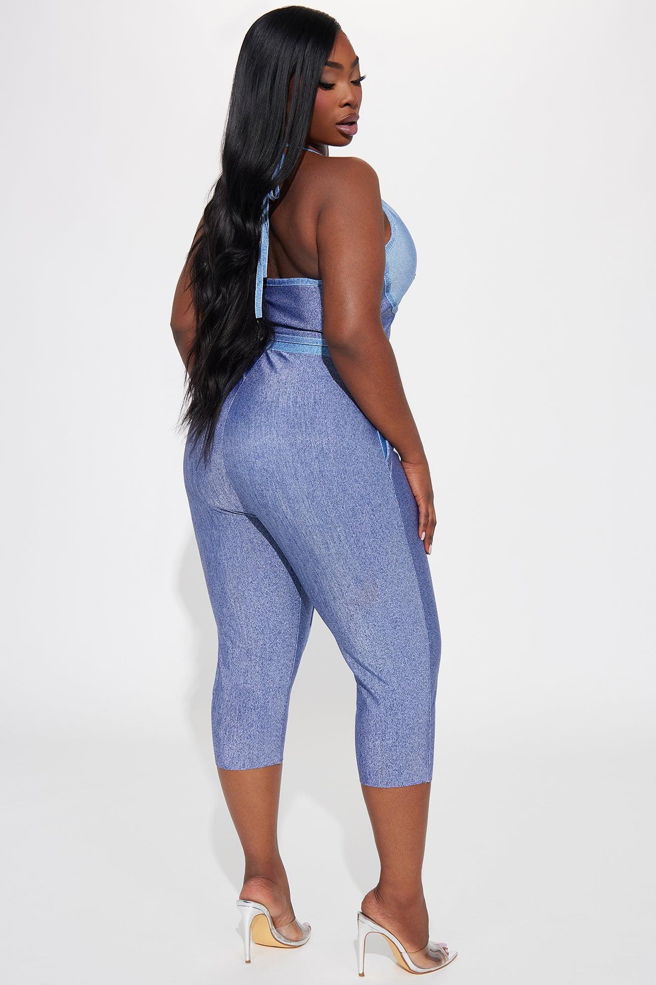 LaLa Bandage Capri Legging Set - Blue Product Image
