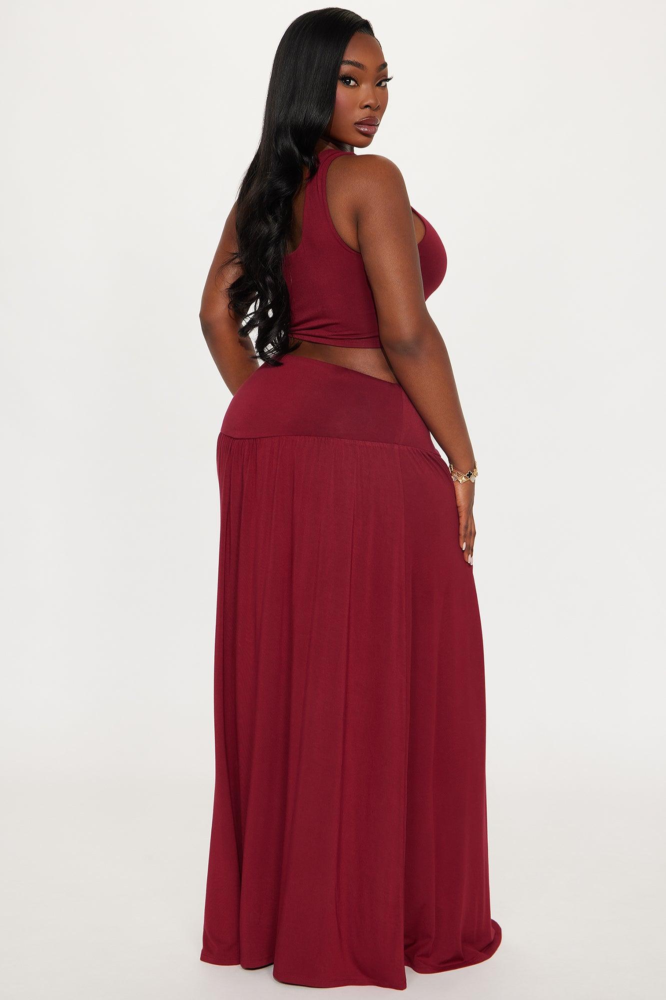 Ashton Maxi Skirt Set - Burgundy Product Image
