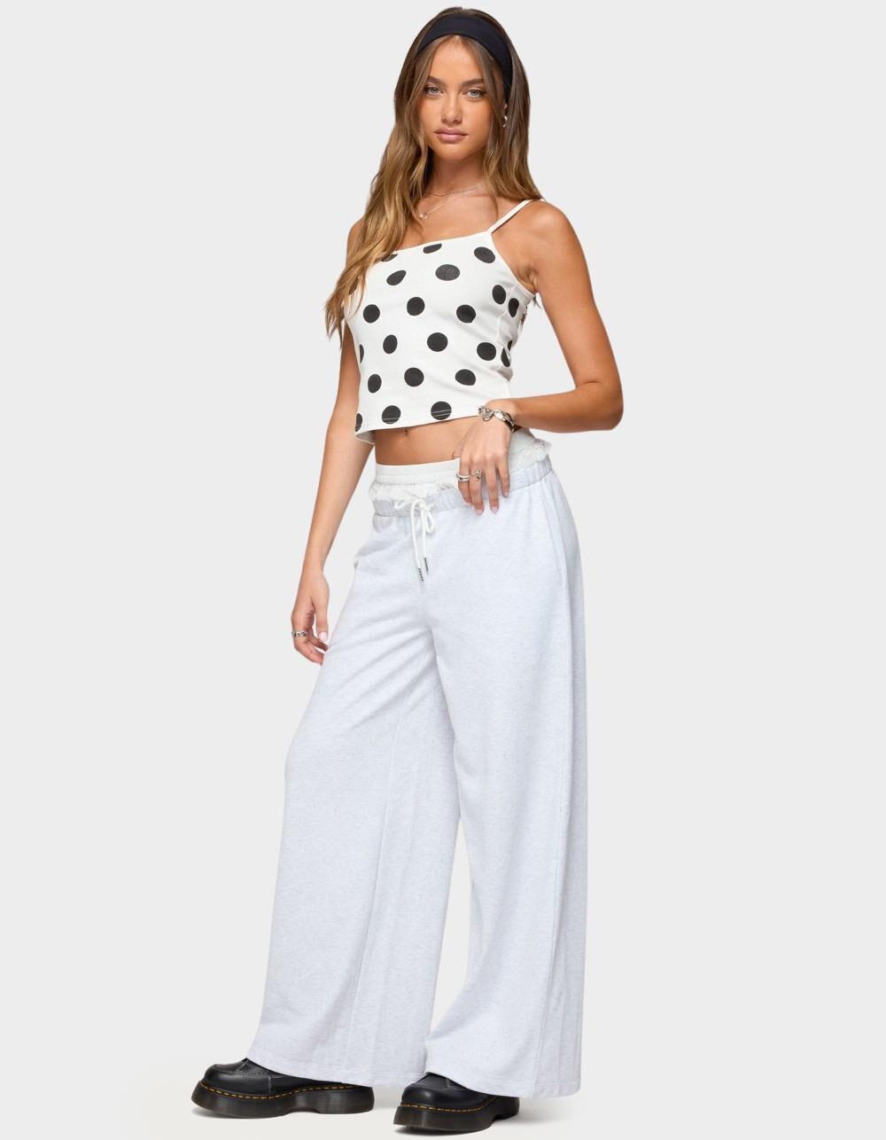 EDIKTED Lynne Polka Dot Tank Top - WHITE Product Image