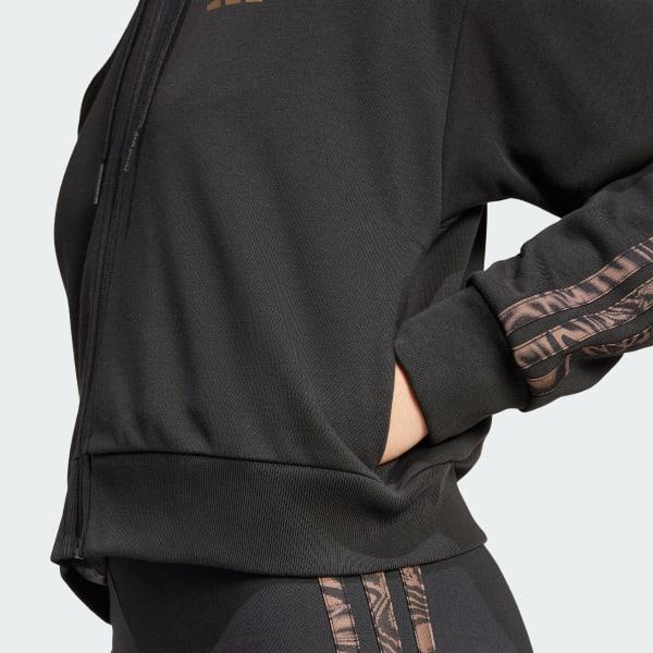 adidas Essentials Seasonals Animal French Terry Full-Zip Hoodie Wonder White XL Womens Product Image