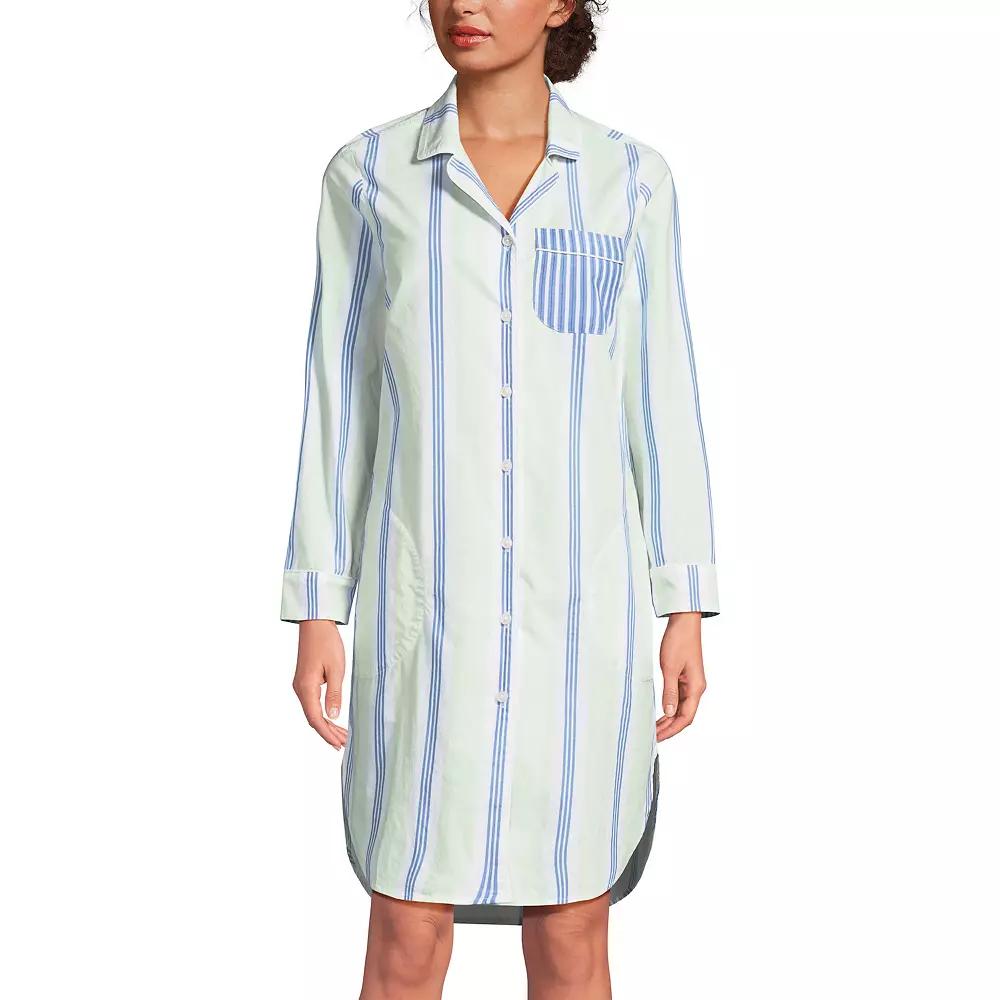 Petite Lands' End Long Sleeve Pajama Nightgown, Women's,  Product Image