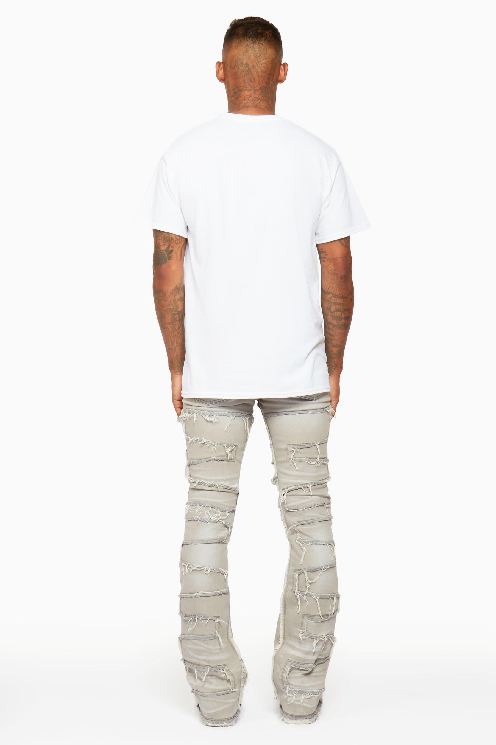Shake Grey Stacked Flare Jean Male Product Image