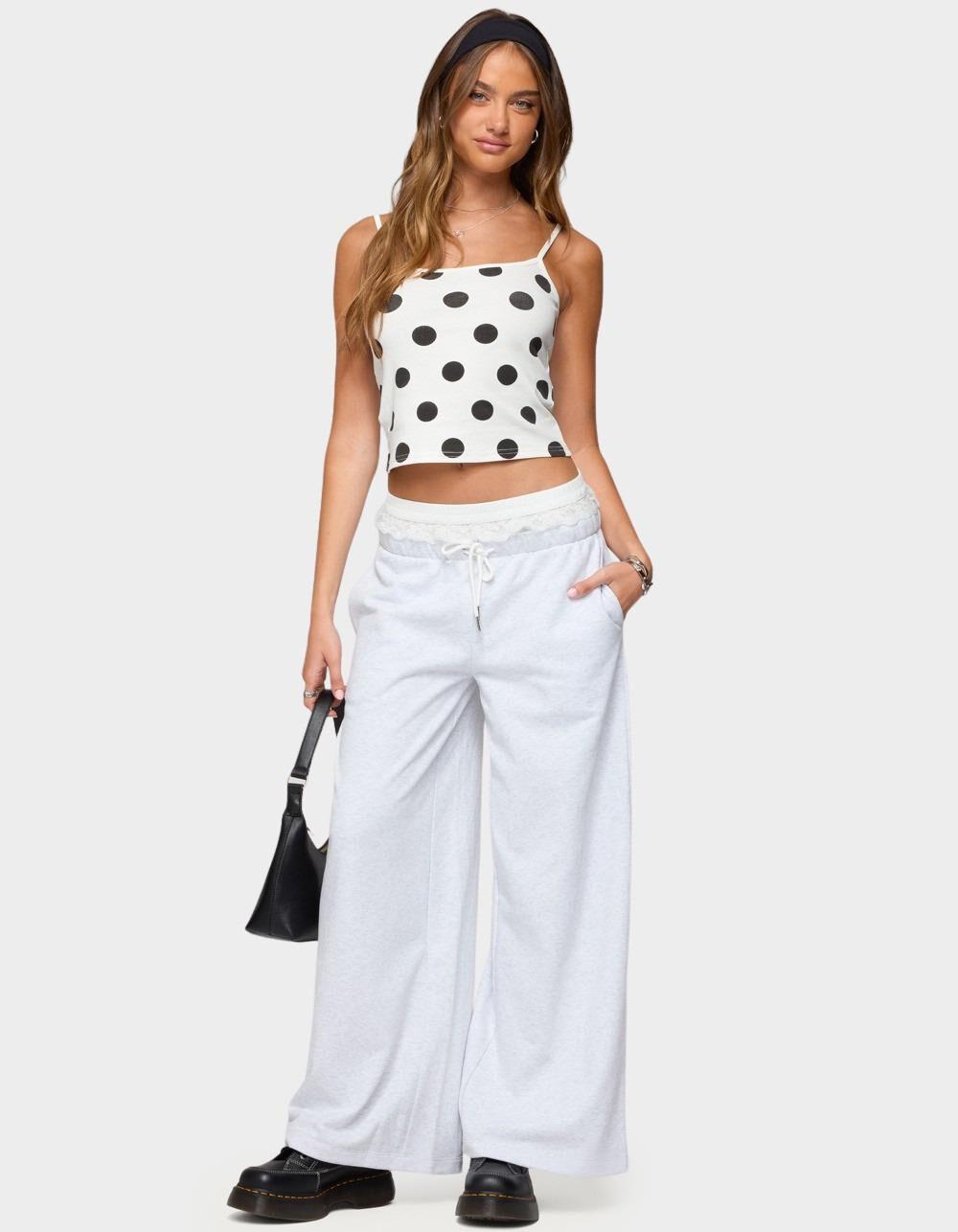 EDIKTED Lynne Polka Dot Tank Top - WHITE Product Image