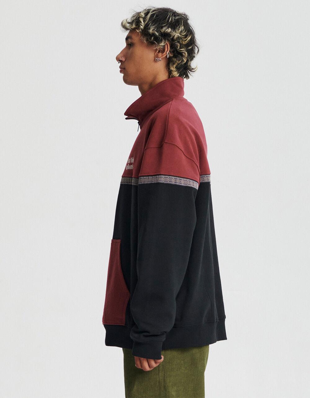 THE CRITICAL SLIDE SOCIETY Offset Rib Mens Quarter Zip Sweatshirt - RUBY Product Image
