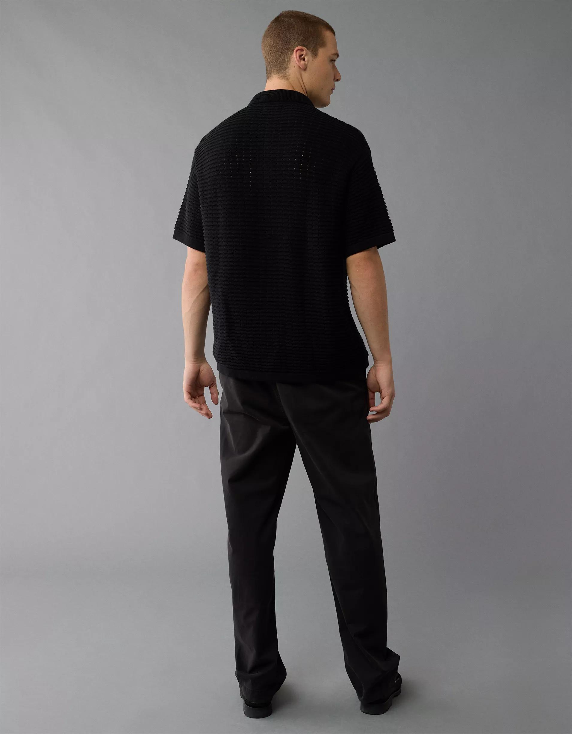 AE Weekend Textured Button-Up Sweater Polo Shirt Product Image