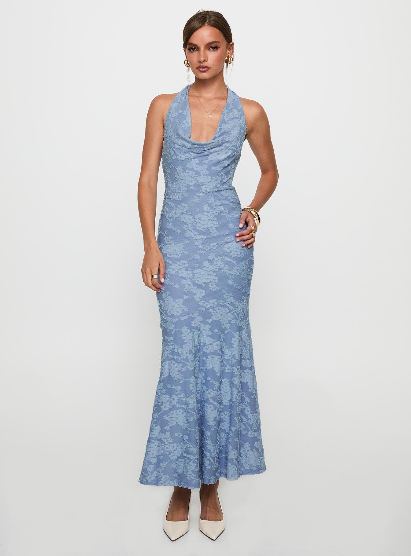 Aymie Halter Maxi Dress Blue Product Image