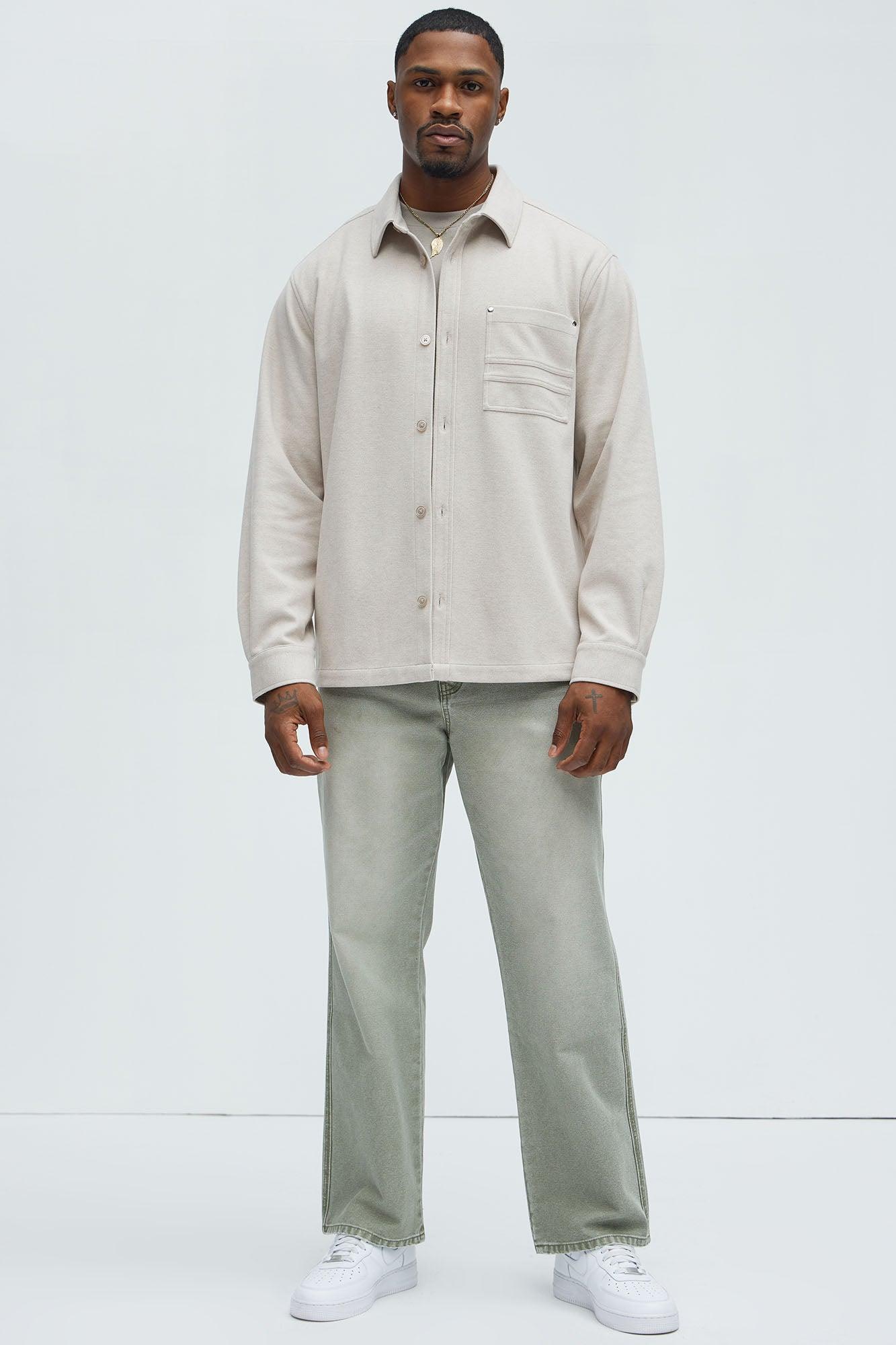Fargo Wool Like Button Up Shirt - Tan Product Image
