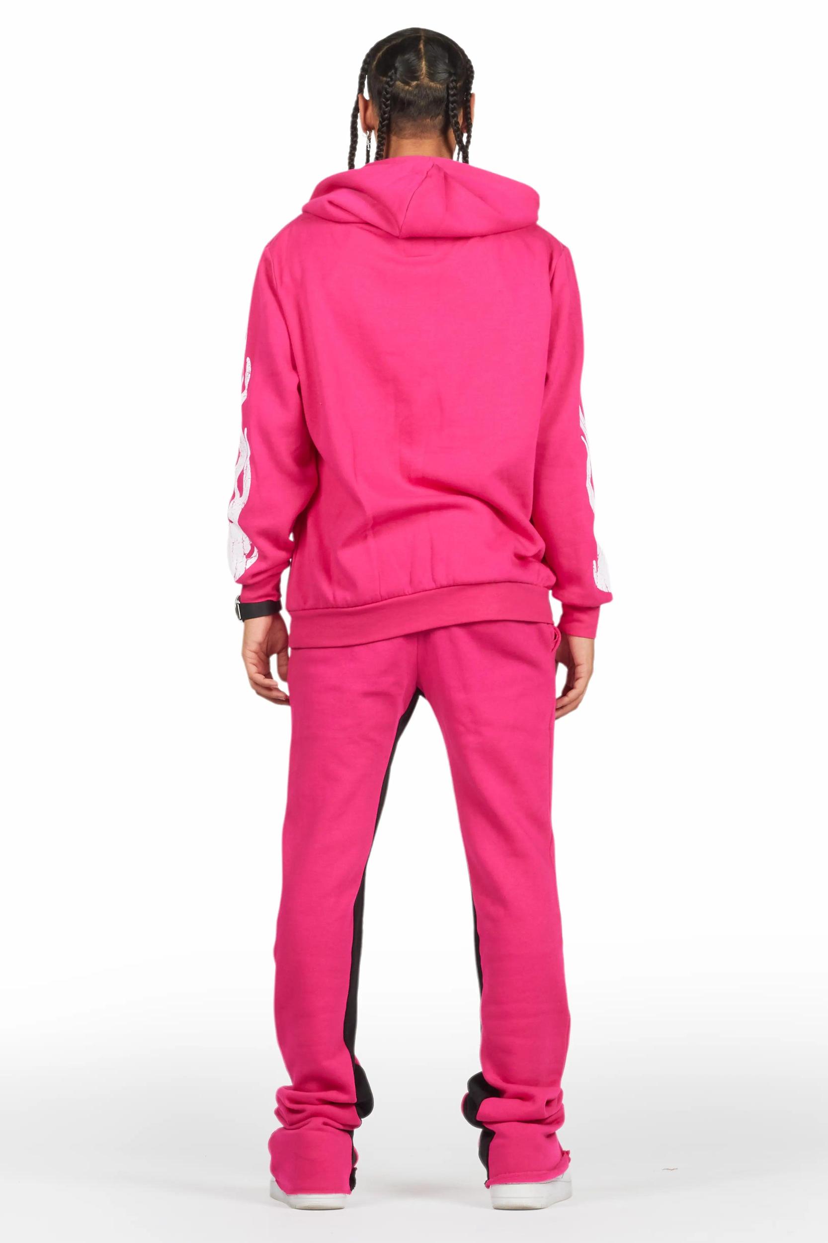 Amos Fuchsia Hoodie/Baggy Track Pant Set Male Product Image