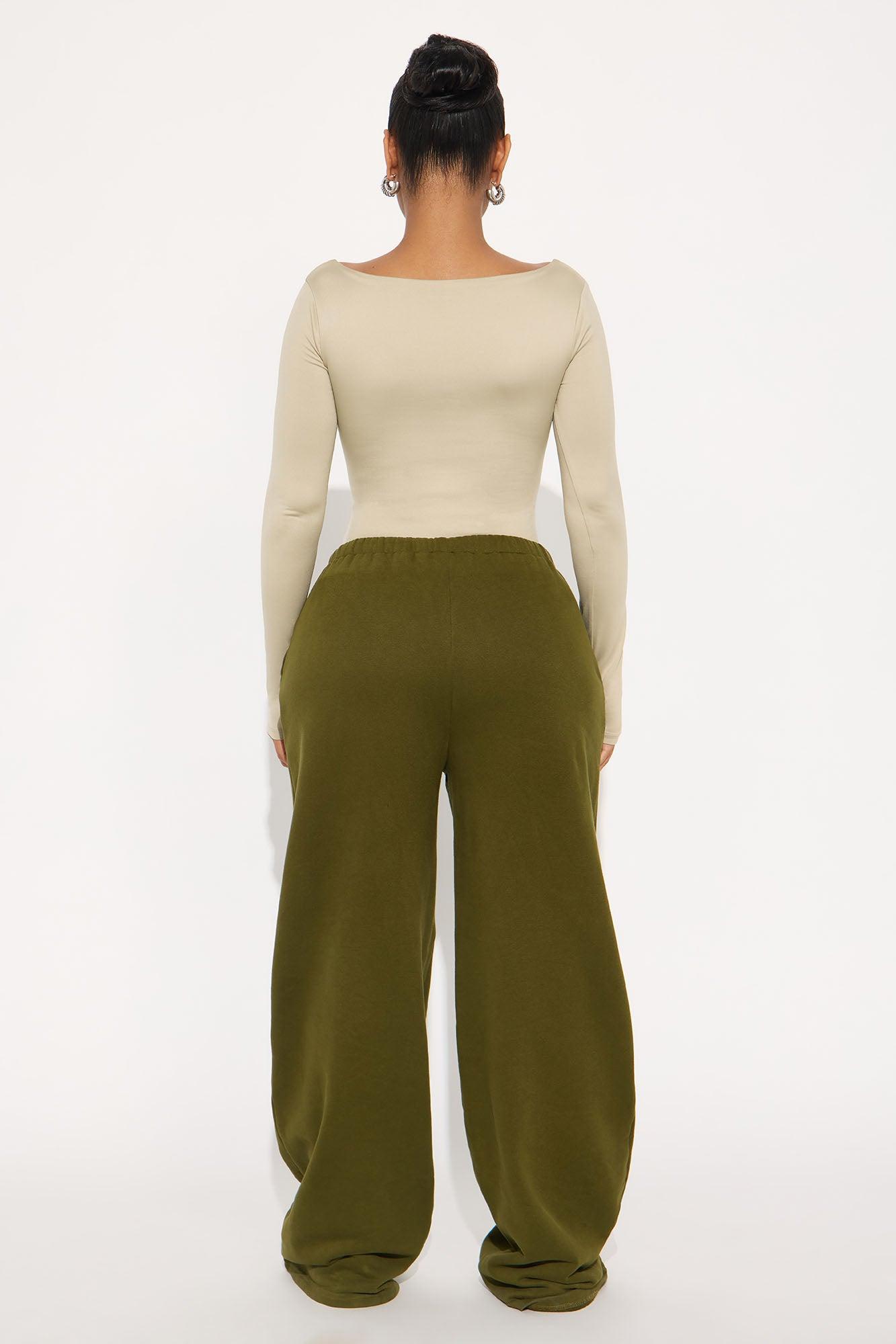 Contour Double Lined Long Sleeve Wide Scoop Neck Bodysuit - Stone Female Product Image