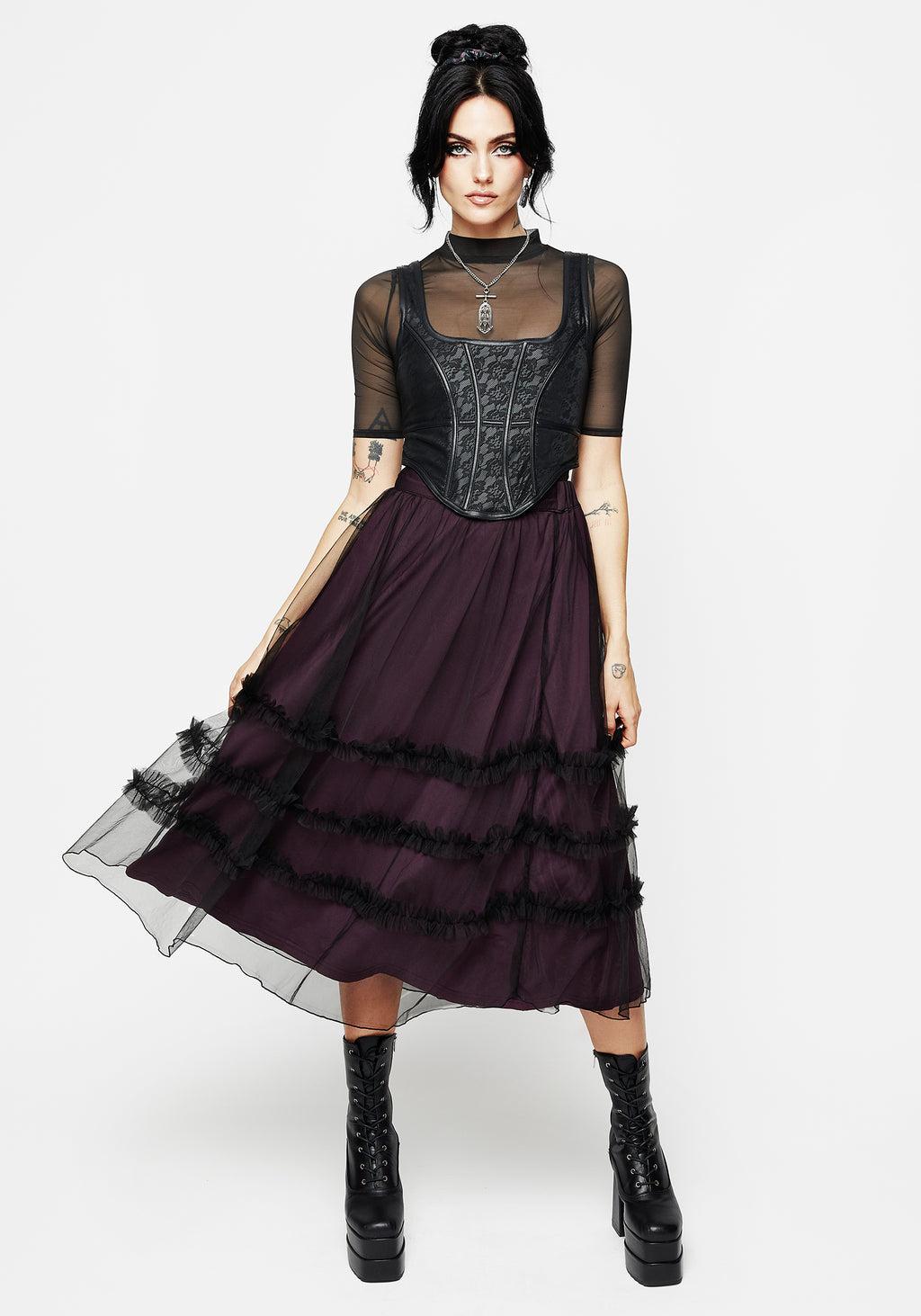 Wanderer Contrast Lining Tiered Midi Skirt Product Image