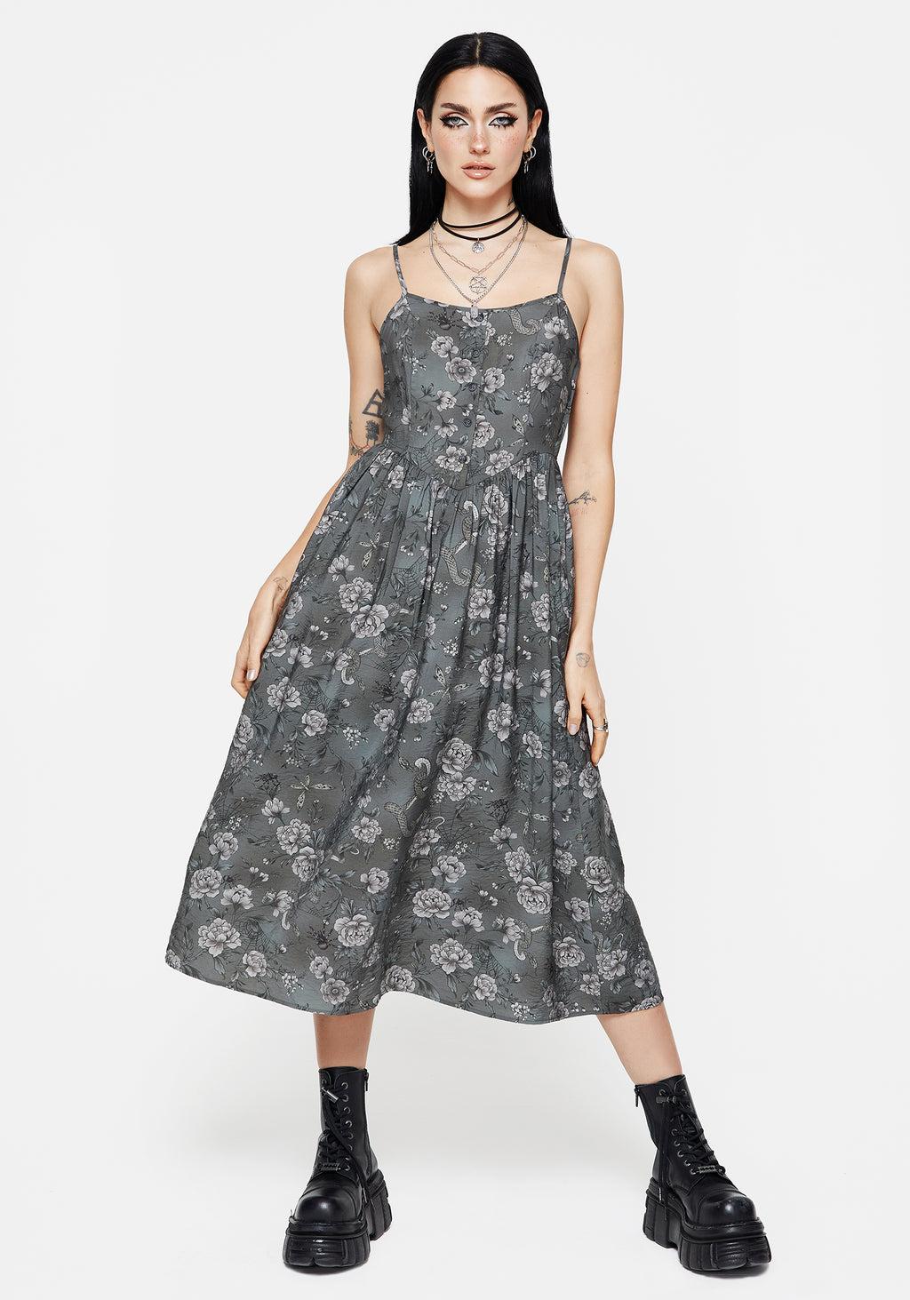 Meadow Floral Serpent Print Cami Midi Dress Product Image