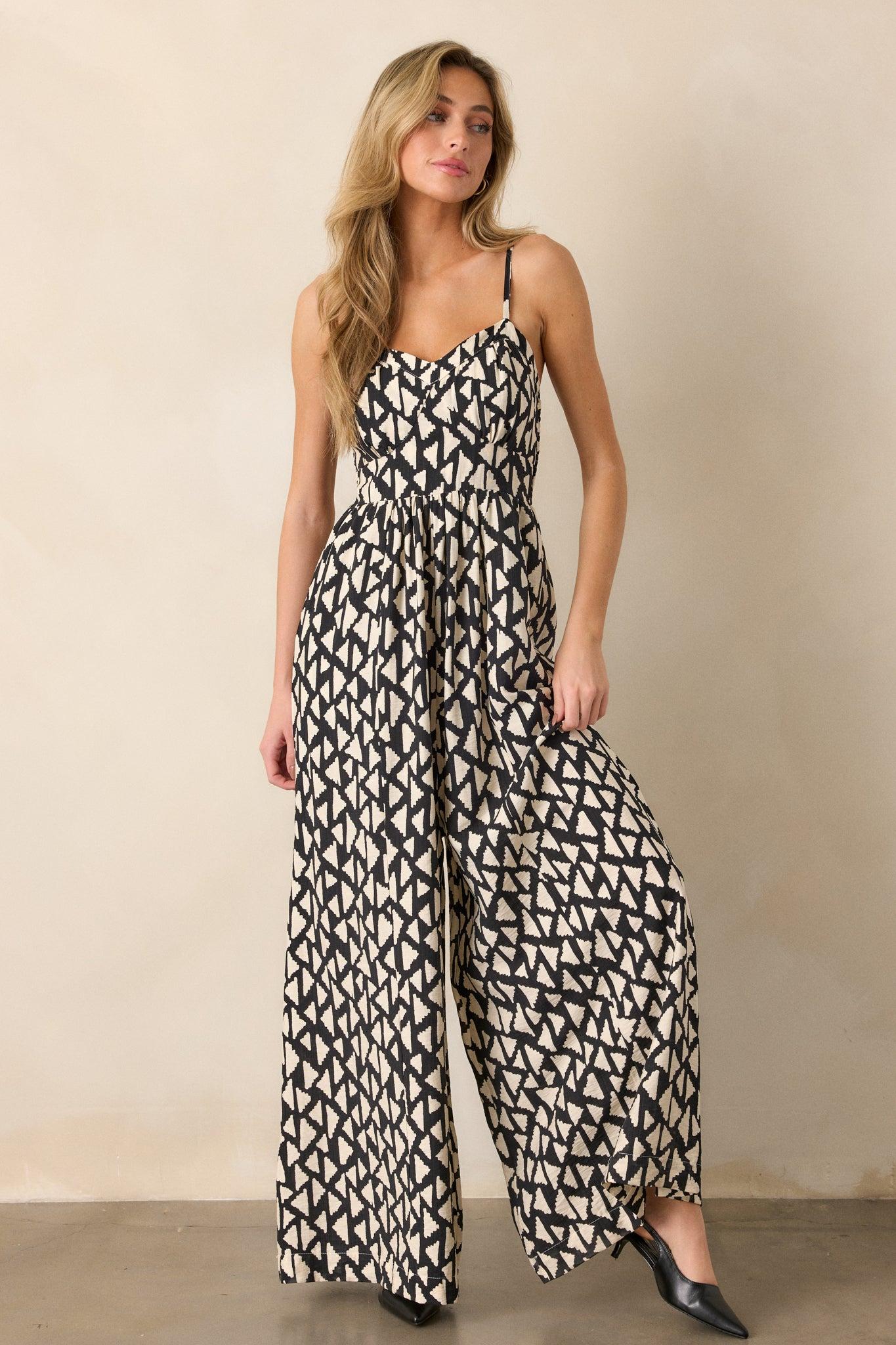 Gallery Stroll Black Geometric Print Jumpsuit Product Image