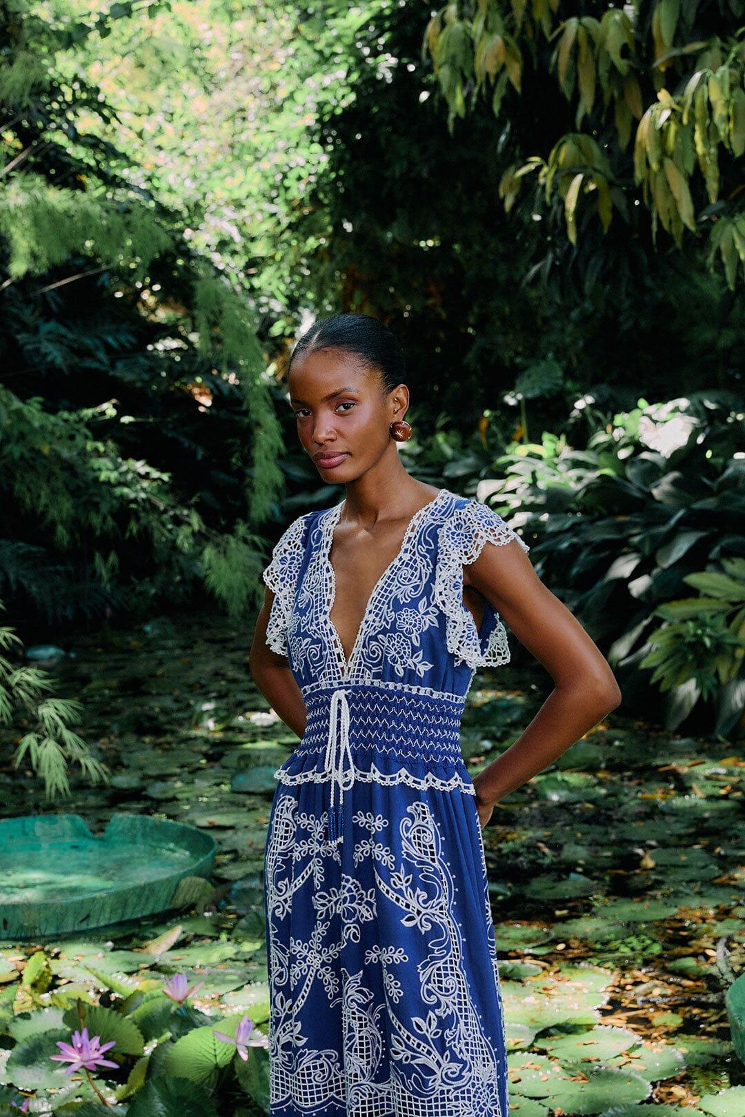 Blue Romantic Richelieu LENZING™ ECOVERO™ Euroflax™ Maxi Dress Product Image