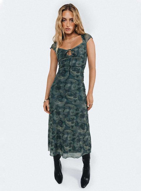 Motel Lunama Dress Tonal Blue Paisley Product Image