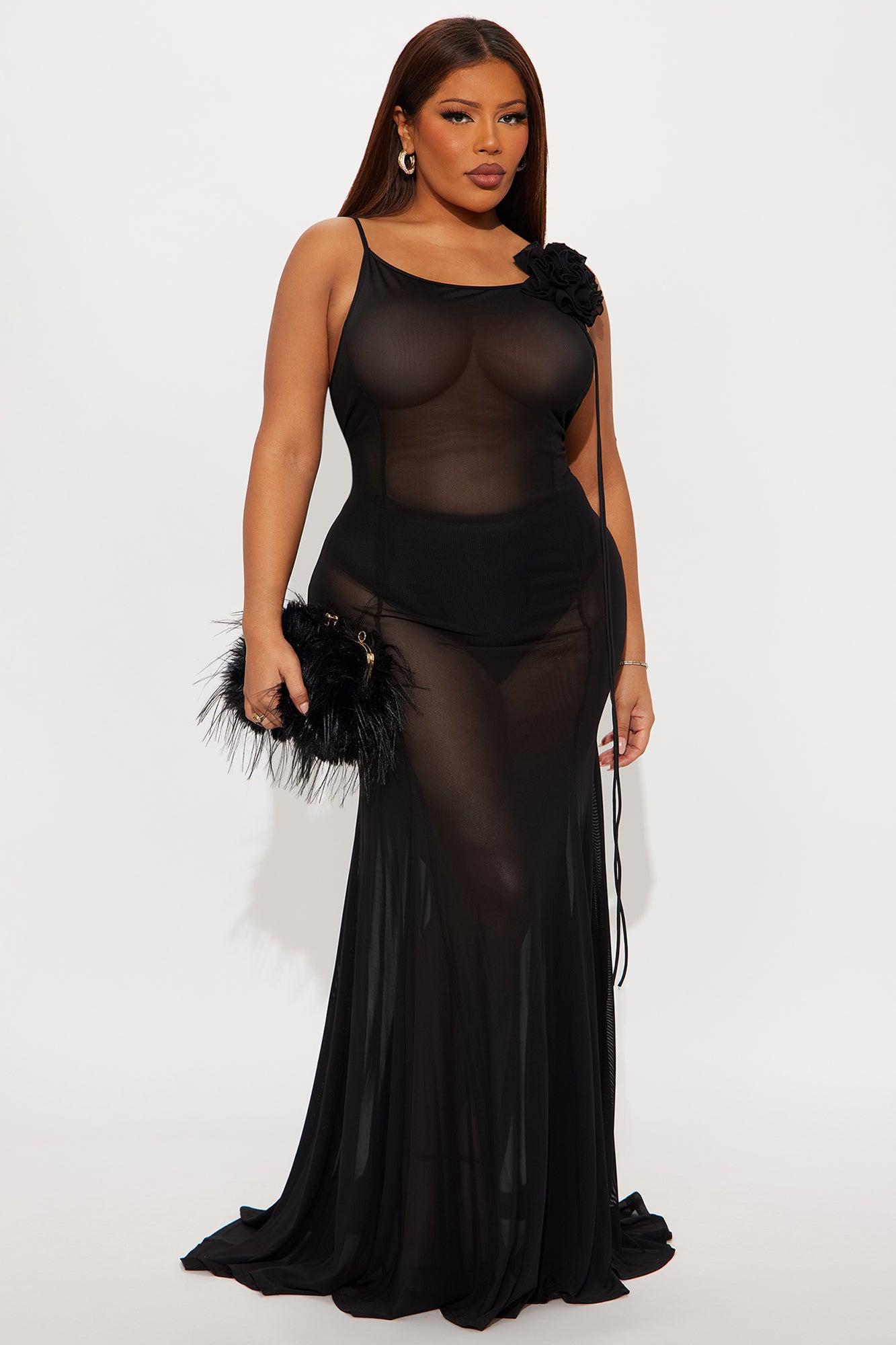 Sheer Goddess Mesh Maxi Dress - Black Female Product Image